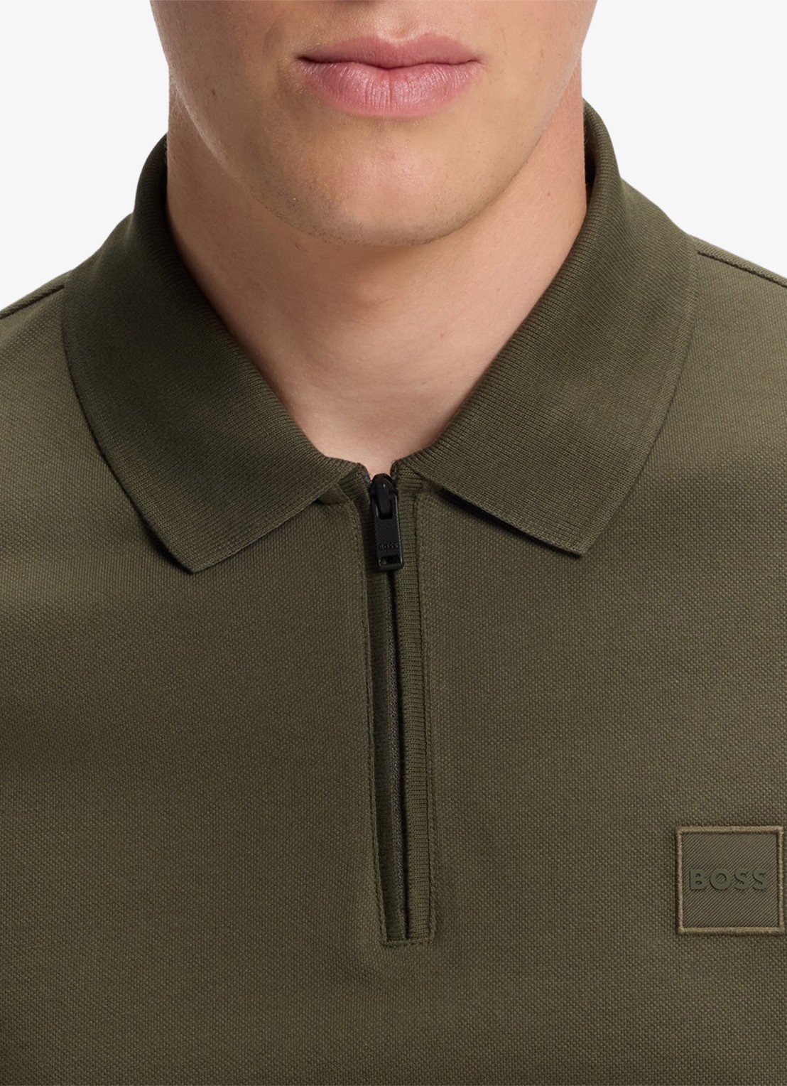 BOSS Slim-fit polo van stretchkatoen met logopatch - detail 4 bright green-325 / groen