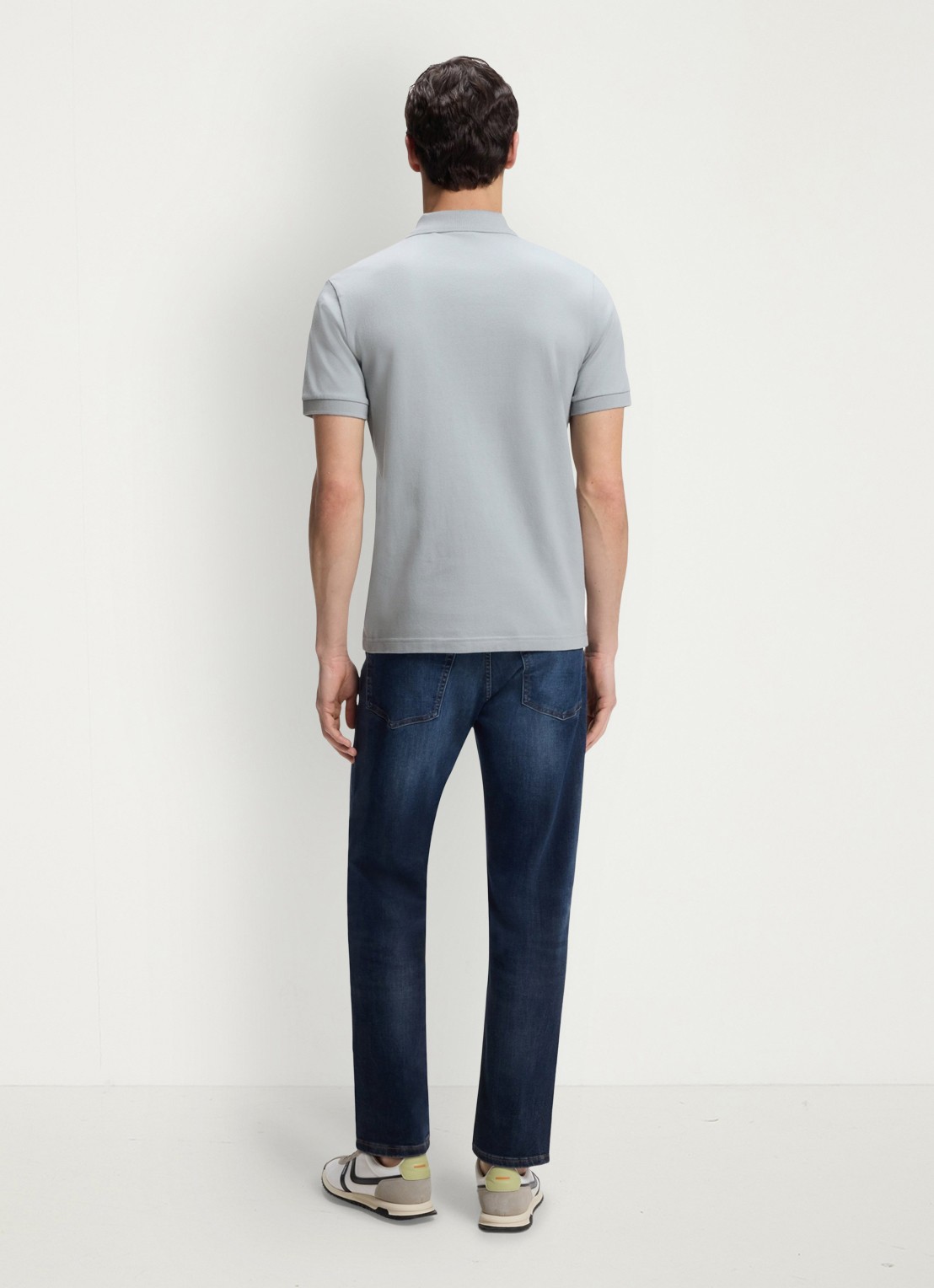 BOSS Slim-fit polo van stretchkatoen met logopatch - achterkant 5 open grey-084 / grijs