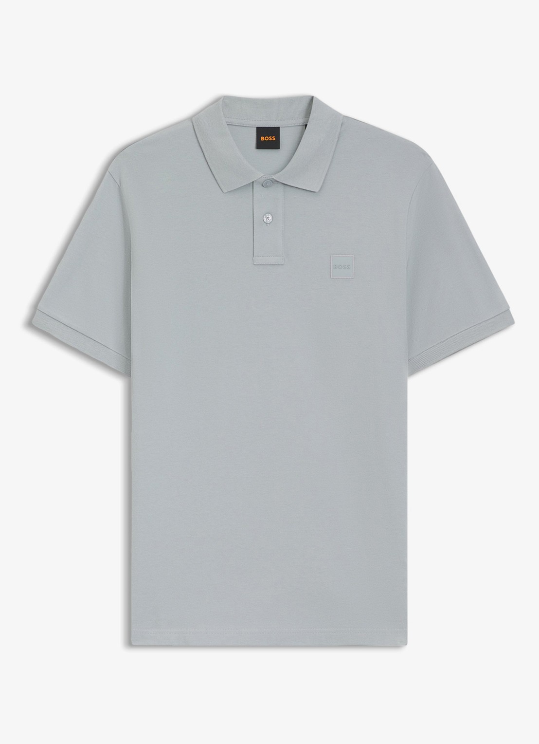 BOSS Slim-fit polo van stretchkatoen met logopatch - voorkant 3 open grey-084 / grijs