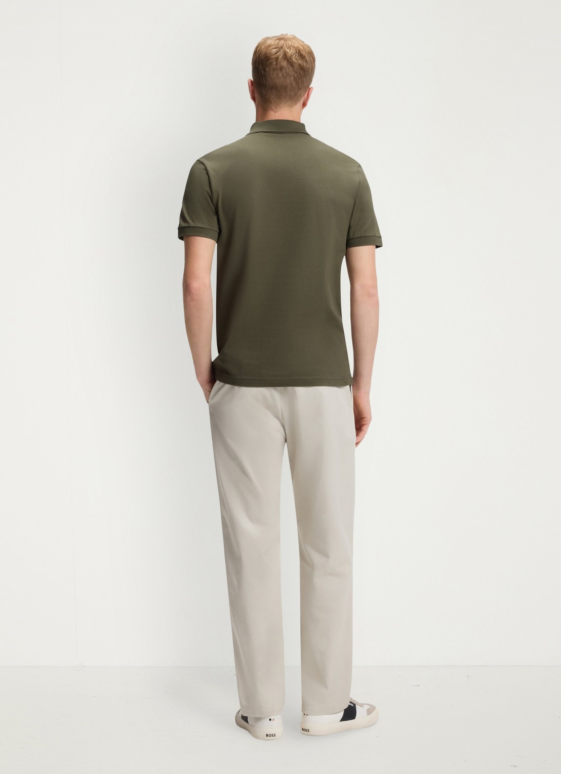 BOSS Slim-fit polo van stretchkatoen met logopatch - achterkant bright green-325 / groen