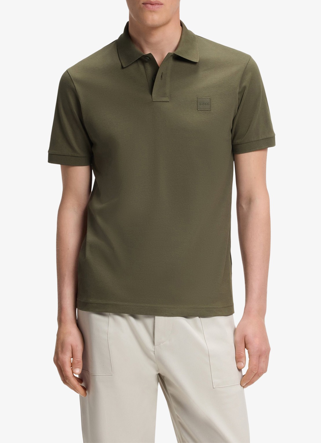 BOSS Slim-fit polo van stretchkatoen met logopatch - detail 4 bright green-325 / groen