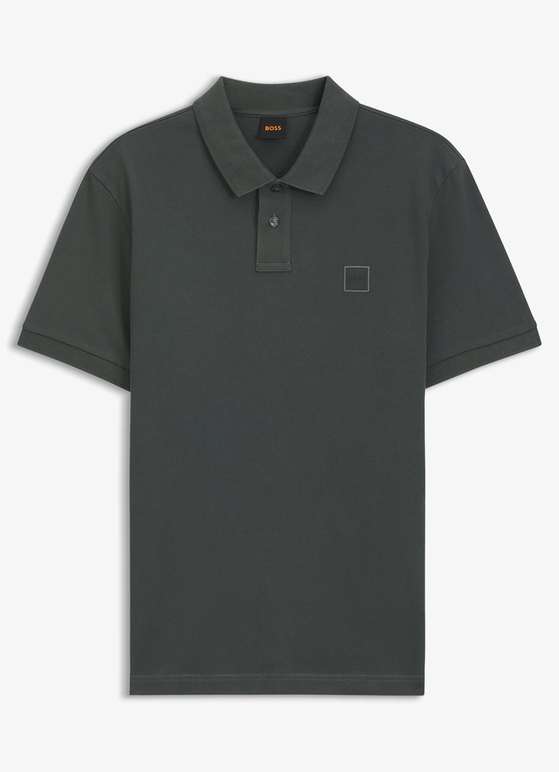 BOSS Slim-fit polo van stretchkatoen met logopatch - voorkant open green-377 / groen