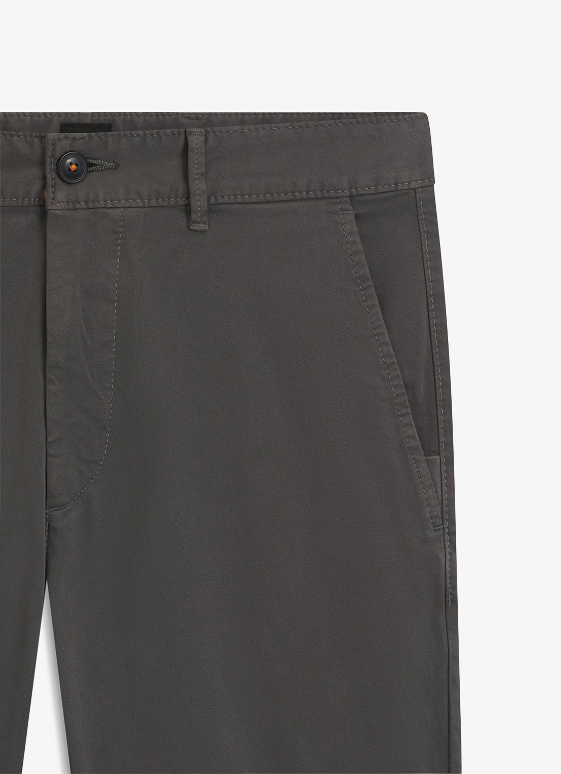 BOSS Slim-fit satijnen chino van stretchkatoen - detail 5 grey-020 / grijs