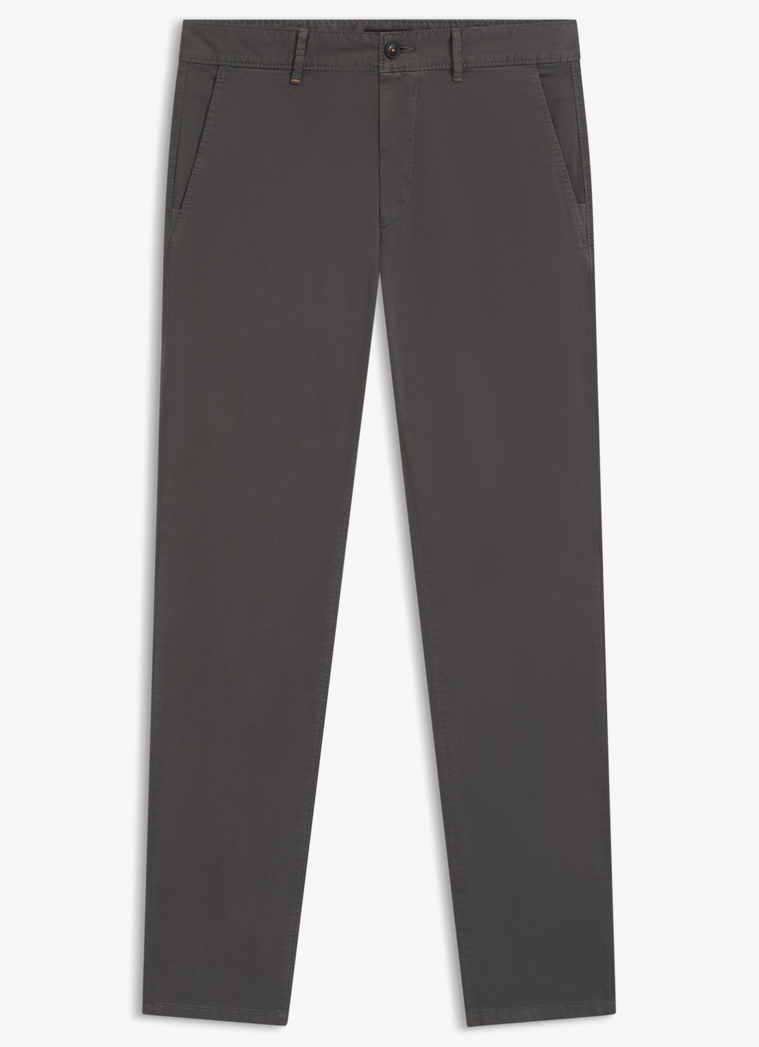 BOSS Slim-fit satijnen chino van stretchkatoen - voorkant 2 grey-020 / grijs