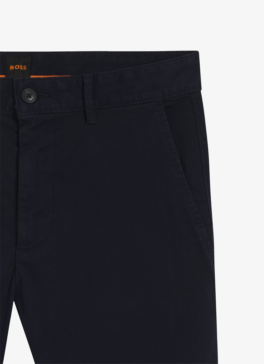 BOSS Slim-fit satijnen chino van stretchkatoen - detail 5 dark blue-404 / blauw