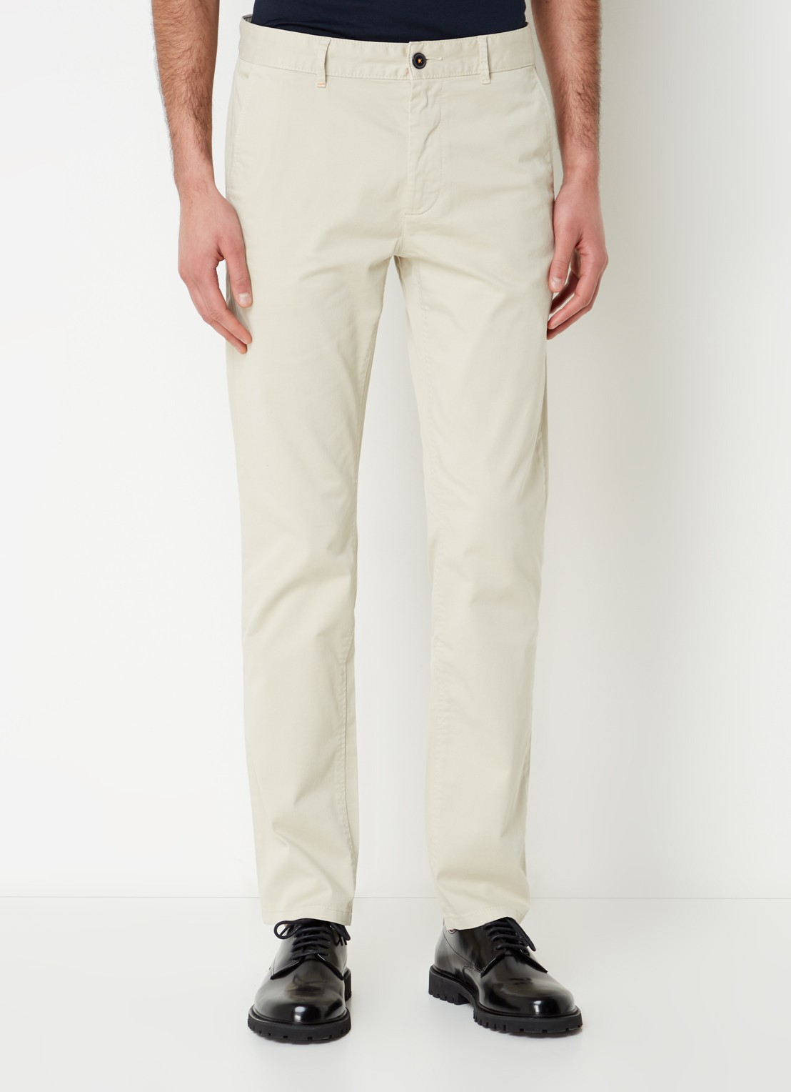 BOSS Slim-fit satijnen chino van stretchkatoen - detail light beige-271 / beige