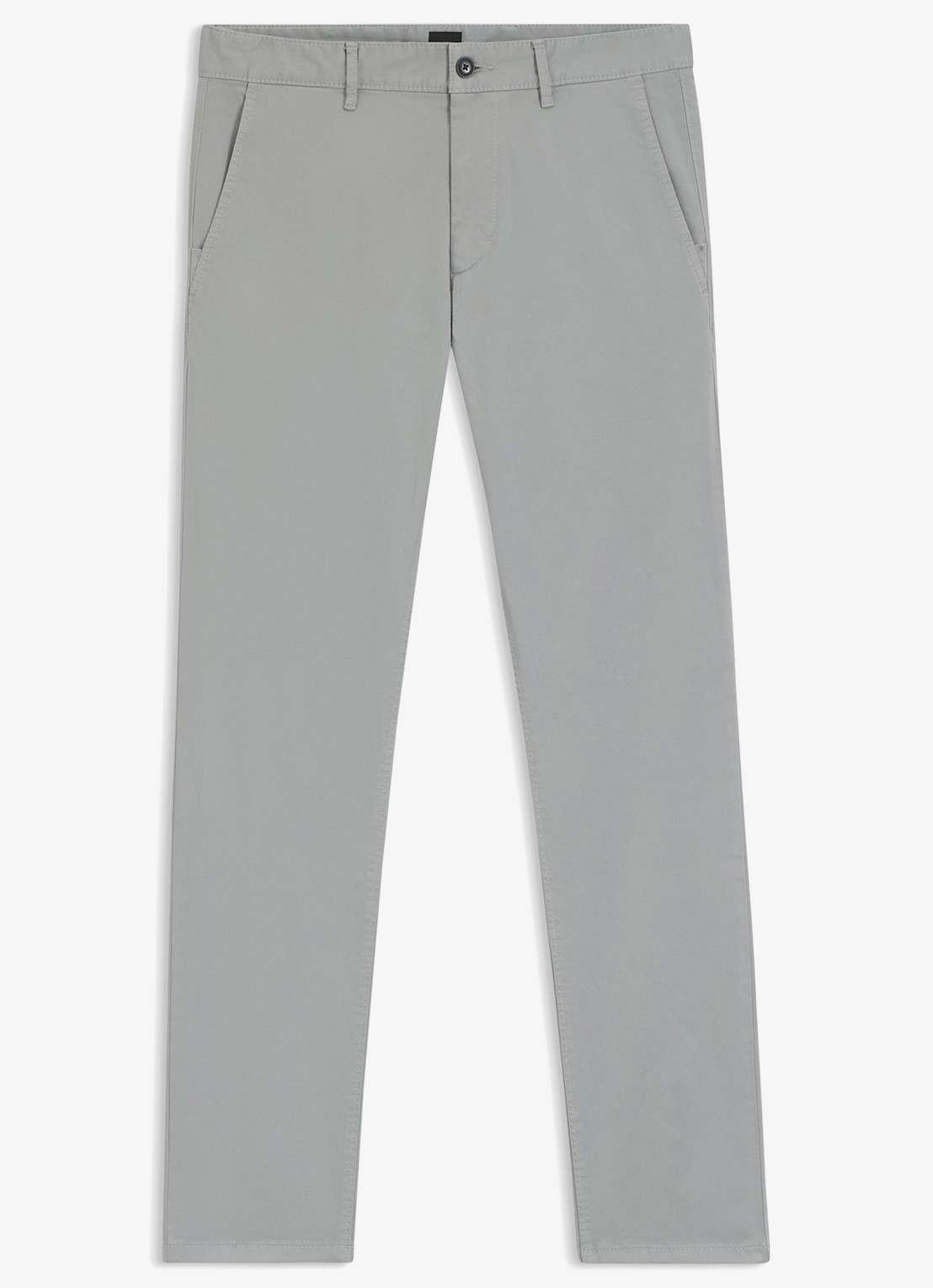 BOSS Slim-fit satijnen chino van stretchkatoen - voorkant 5 silver-041 / grijs
