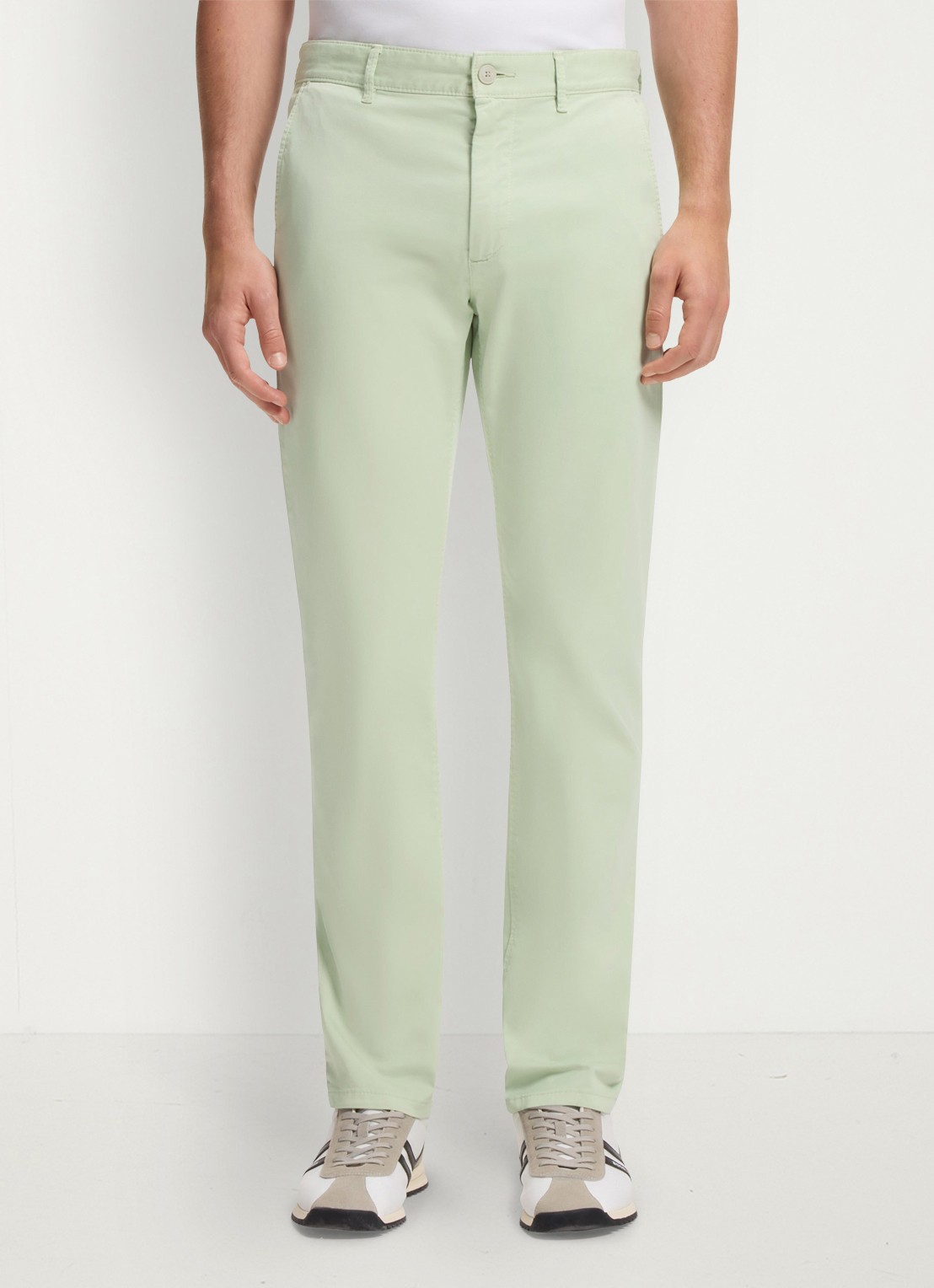BOSS Slim-fit satijnen chino van stretchkatoen - detail open green-384 / groen