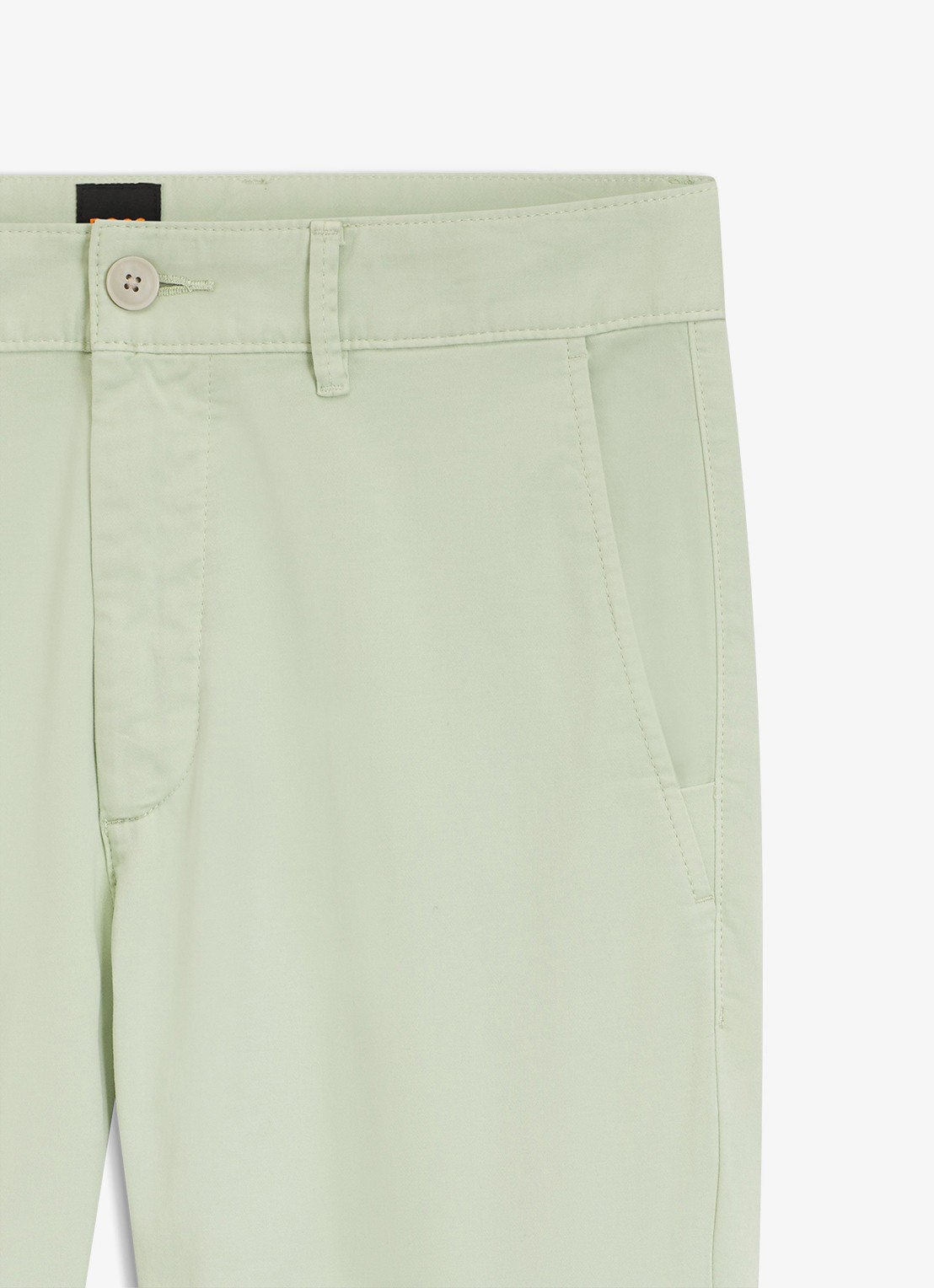 BOSS Slim-fit satijnen chino van stretchkatoen - detail 2 open green-384 / groen