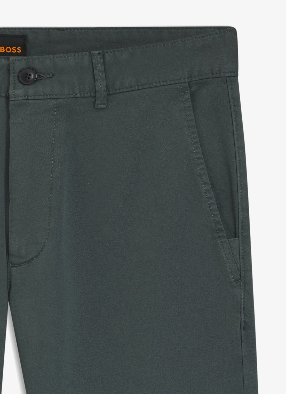 BOSS Slim-fit satijnen chino van stretchkatoen - detail 3 open green-377 / groen
