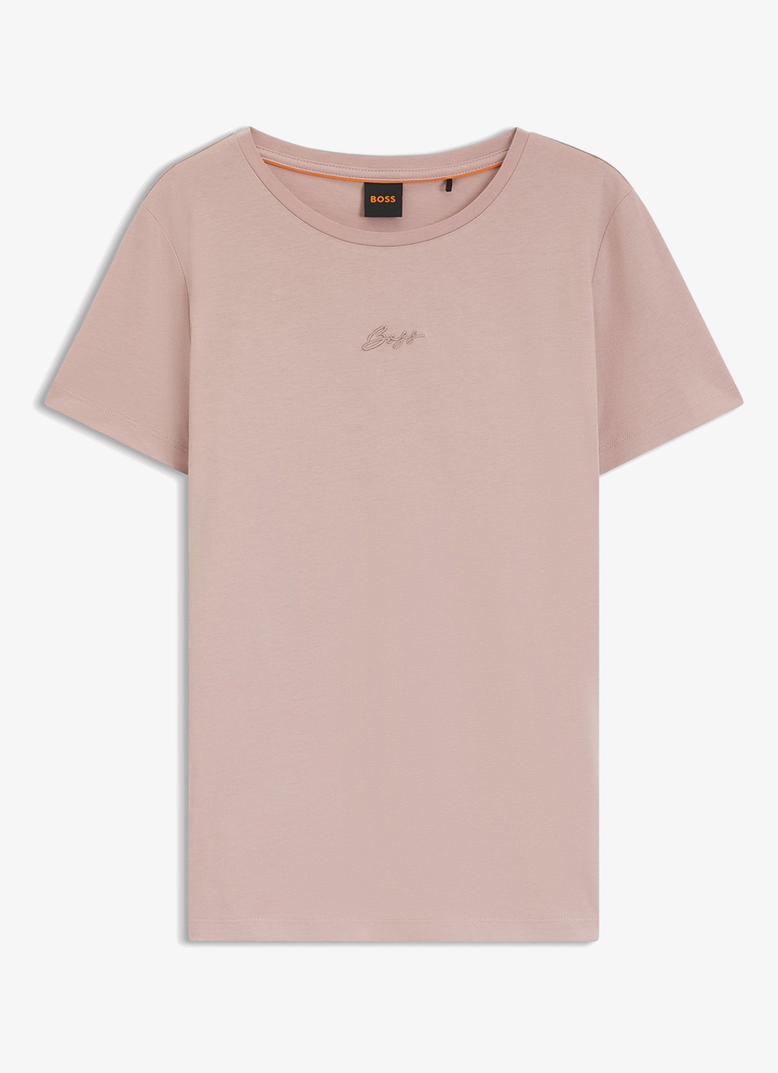 BOSS Slim-fit T-shirt van katoen met logostiksel - voorkant 2 roze