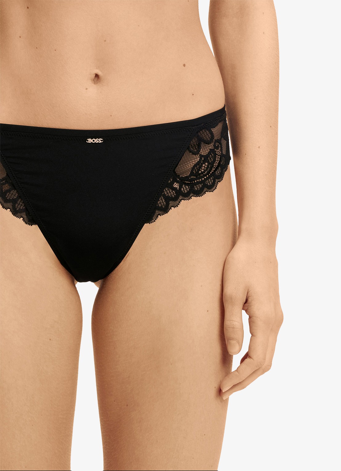 BOSS Slip met kant - detail black-001 / zwart