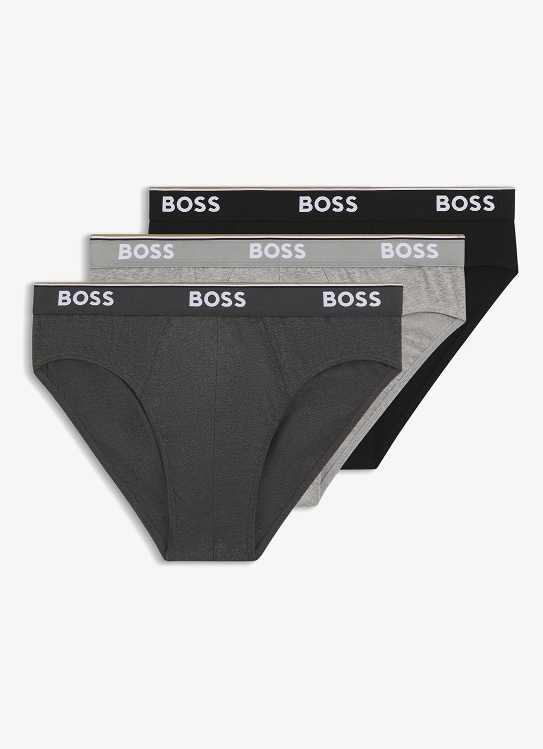 BOSS Slip met logoband in 3-pack - voorkant 3 grijs