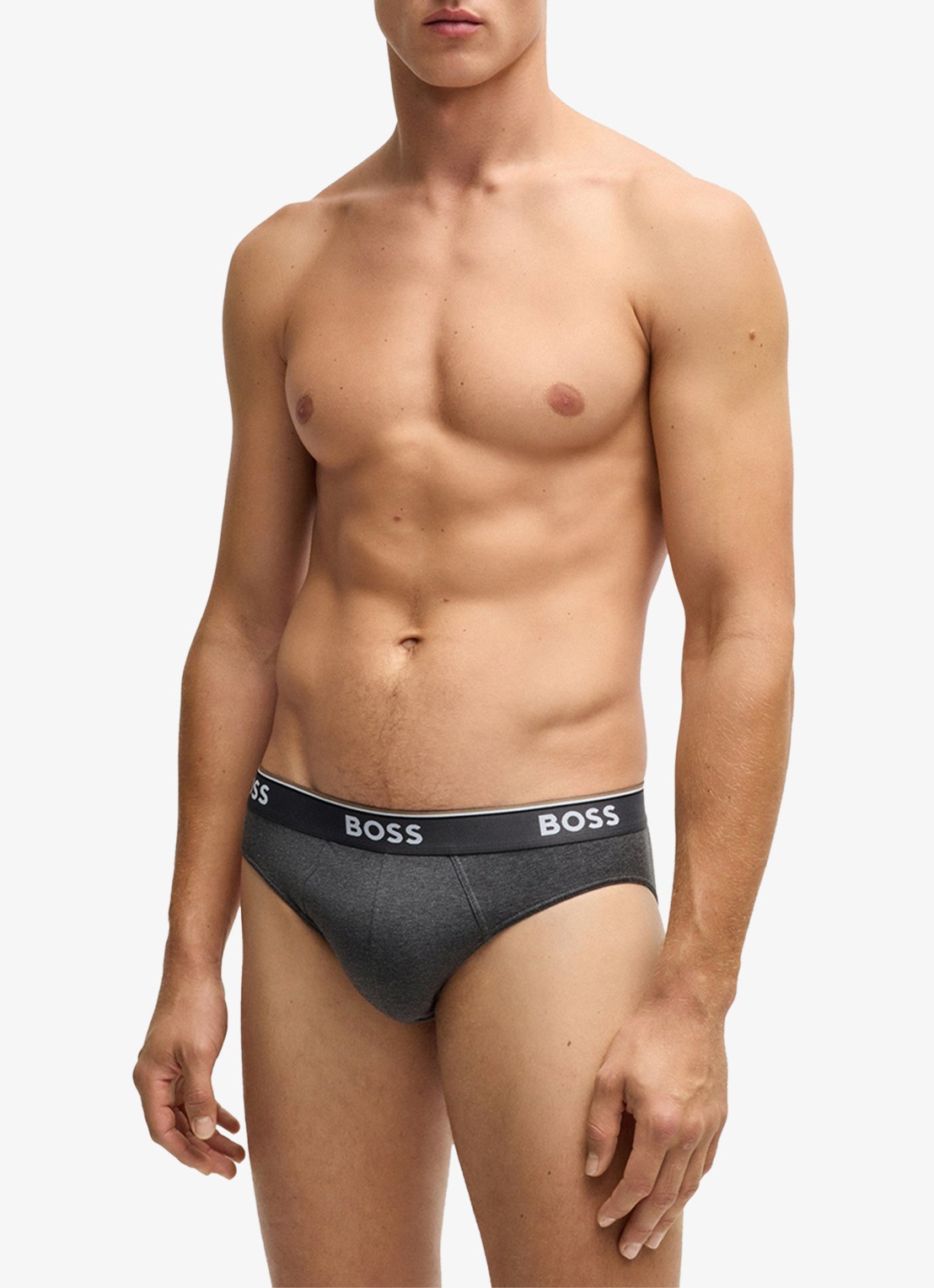 BOSS Slip met logoband in 3-pack - voorkant 4 grijs