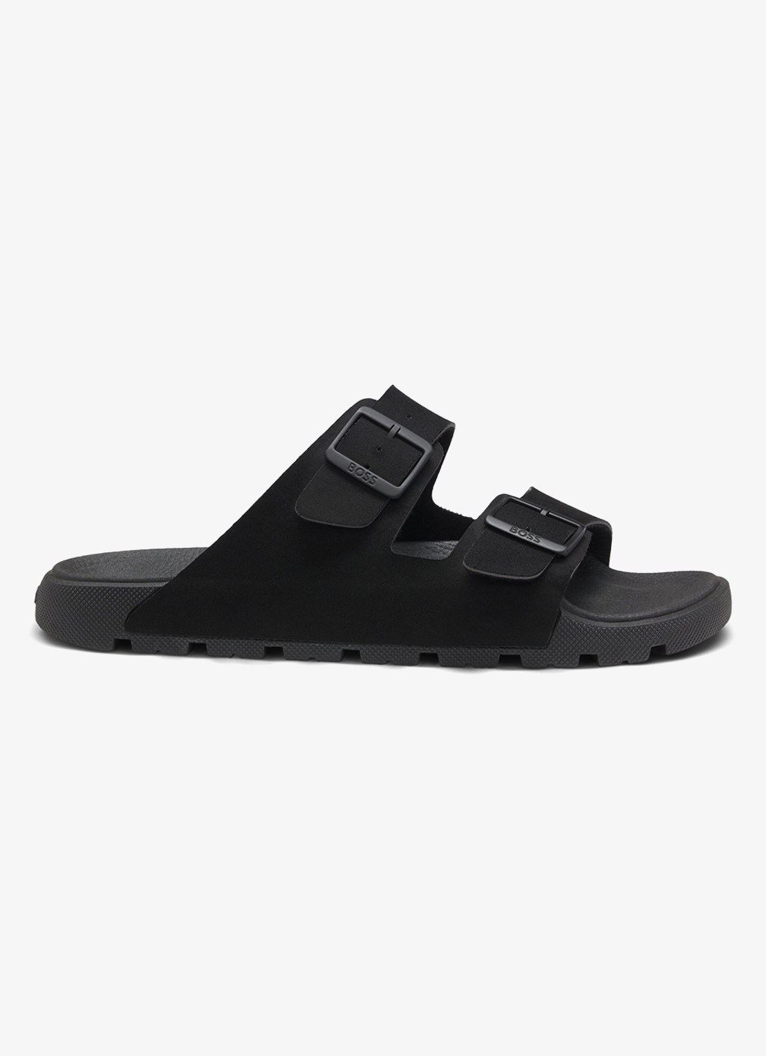 BOSS Slipper met logo en gespdetail - voorkant 4 black-001 / zwart