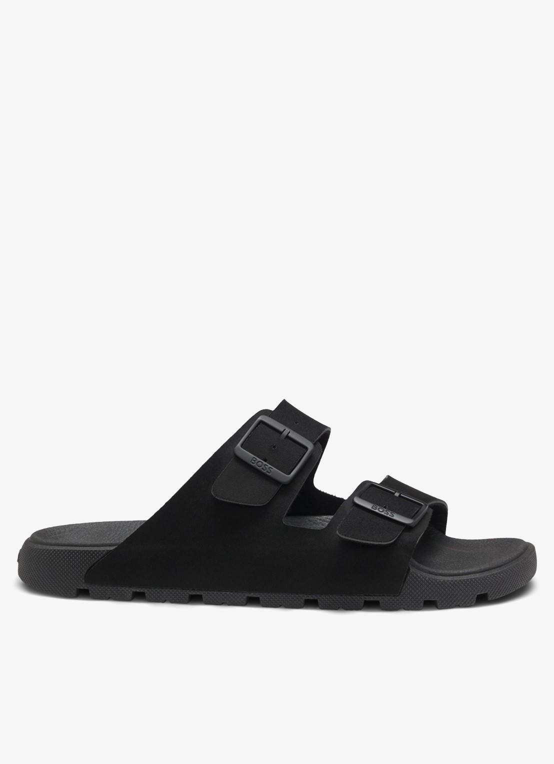 BOSS Slipper met logo en gespdetail - voorkant 7 black-001 / zwart