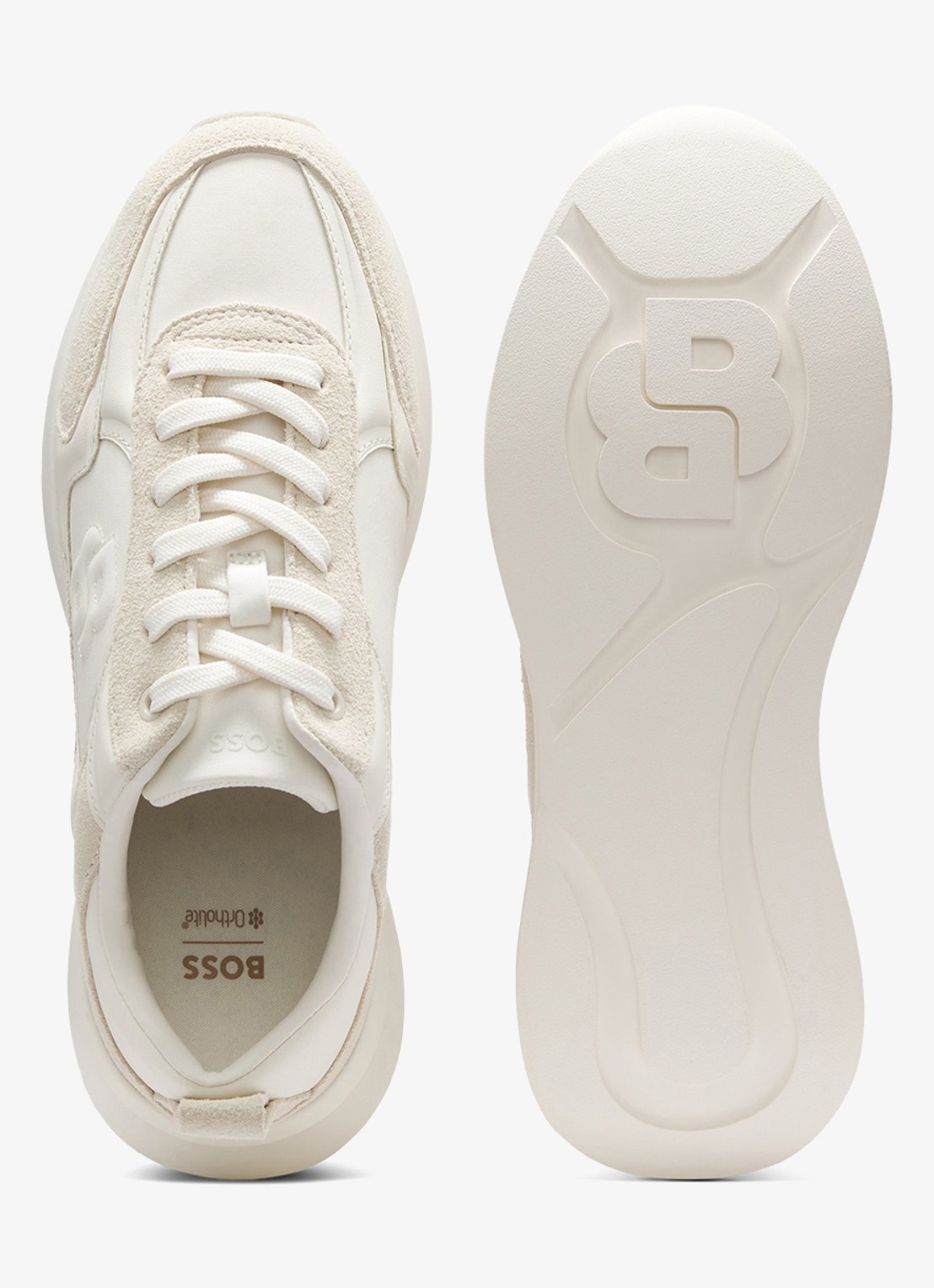 BOSS Sneaker met details van suède en logo - achterkant 4 gebroken wit