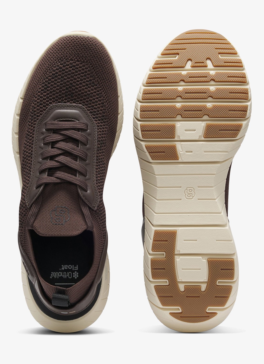 BOSS Sneaker met gebreid bovenwerk en logo - detail donkerbruin