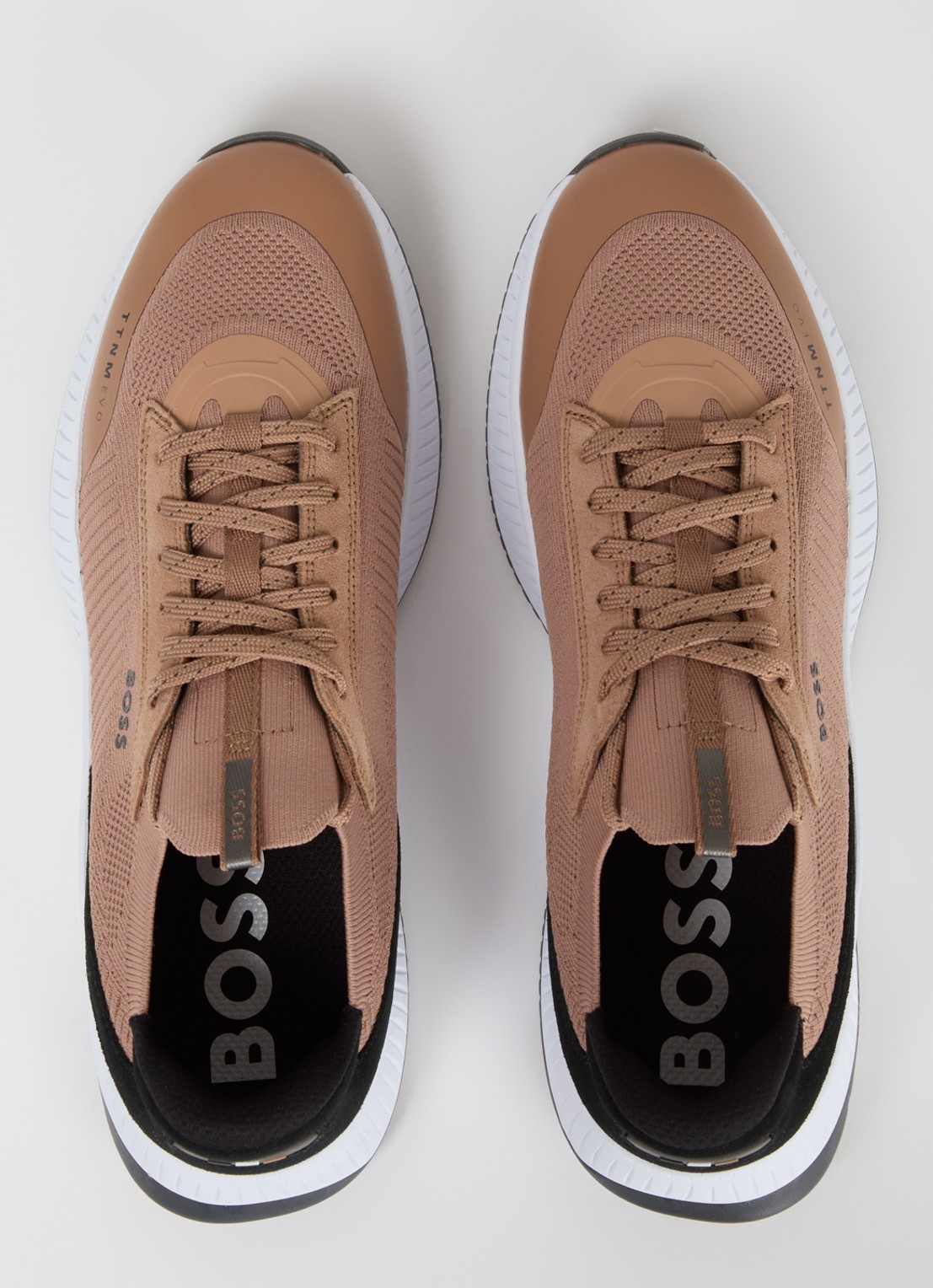 BOSS Sneaker met gebreid bovenwerk en suède details - detail 3 camel