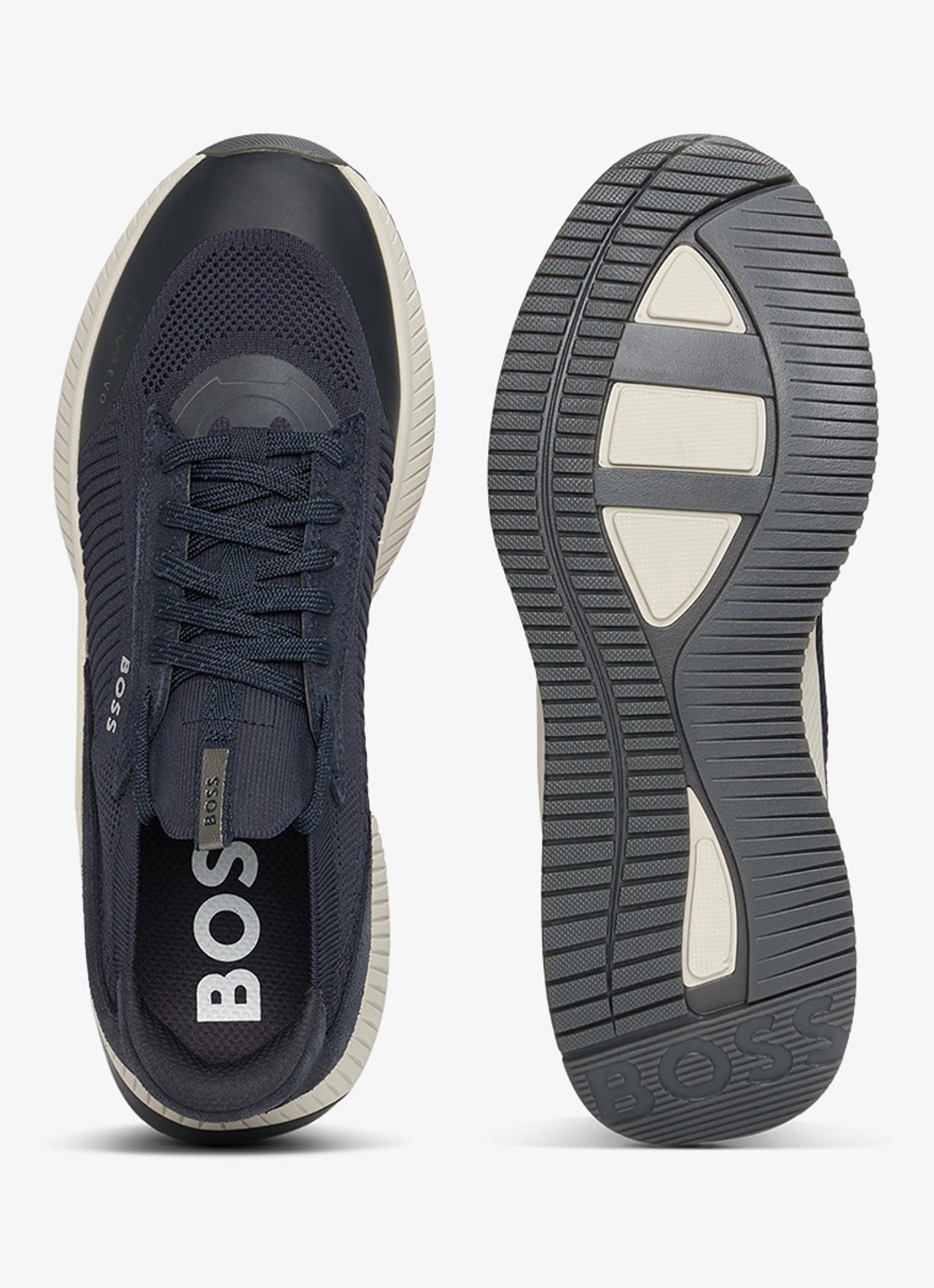 BOSS Sneaker met gebreid bovenwerk en suède details - detail 2 indigo