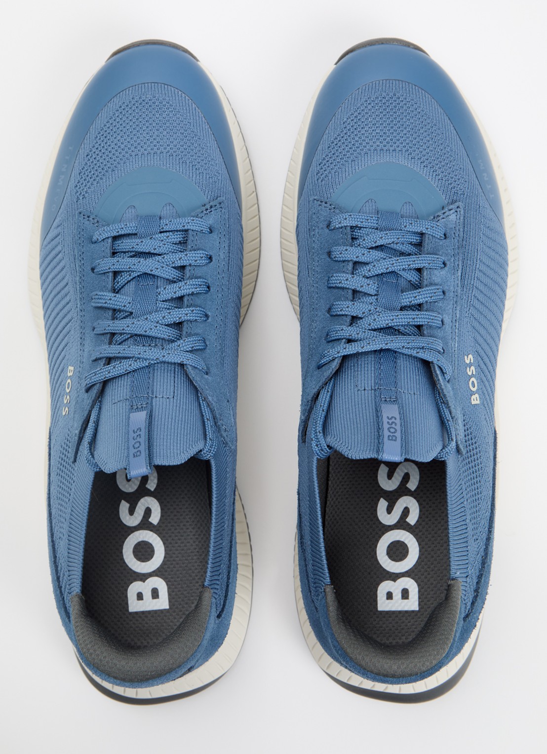 BOSS Sneaker met gebreid bovenwerk en suède details - detail 3 petrol
