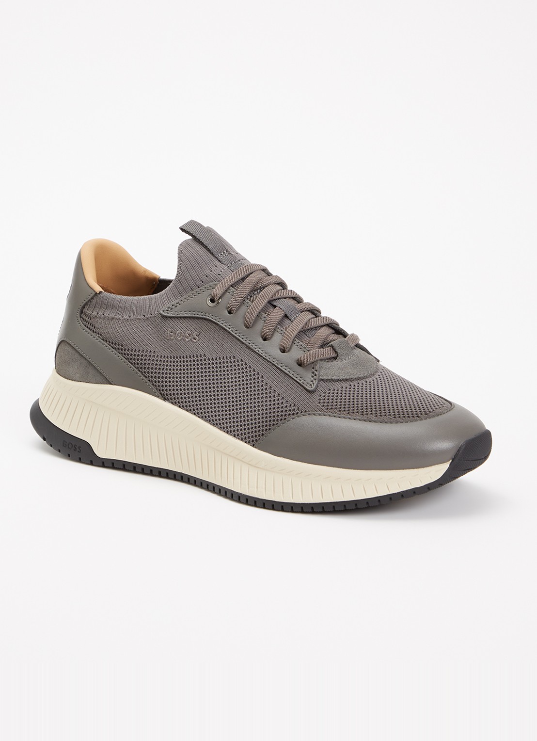 BOSS Sneaker met gebreid bovenwerk - voorkant grijs