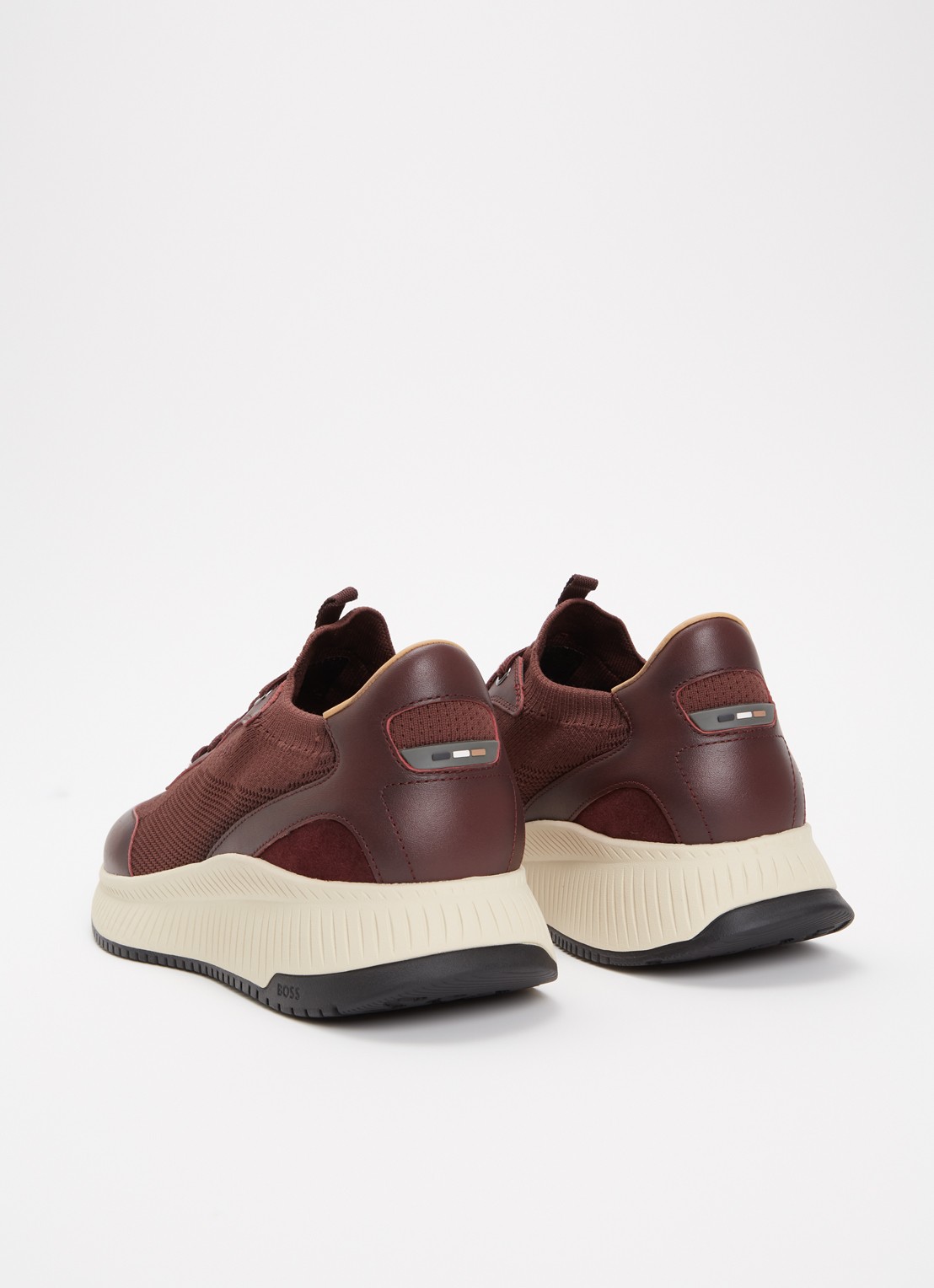 BOSS Sneaker met gebreid bovenwerk - achterkant 5 donkerrood