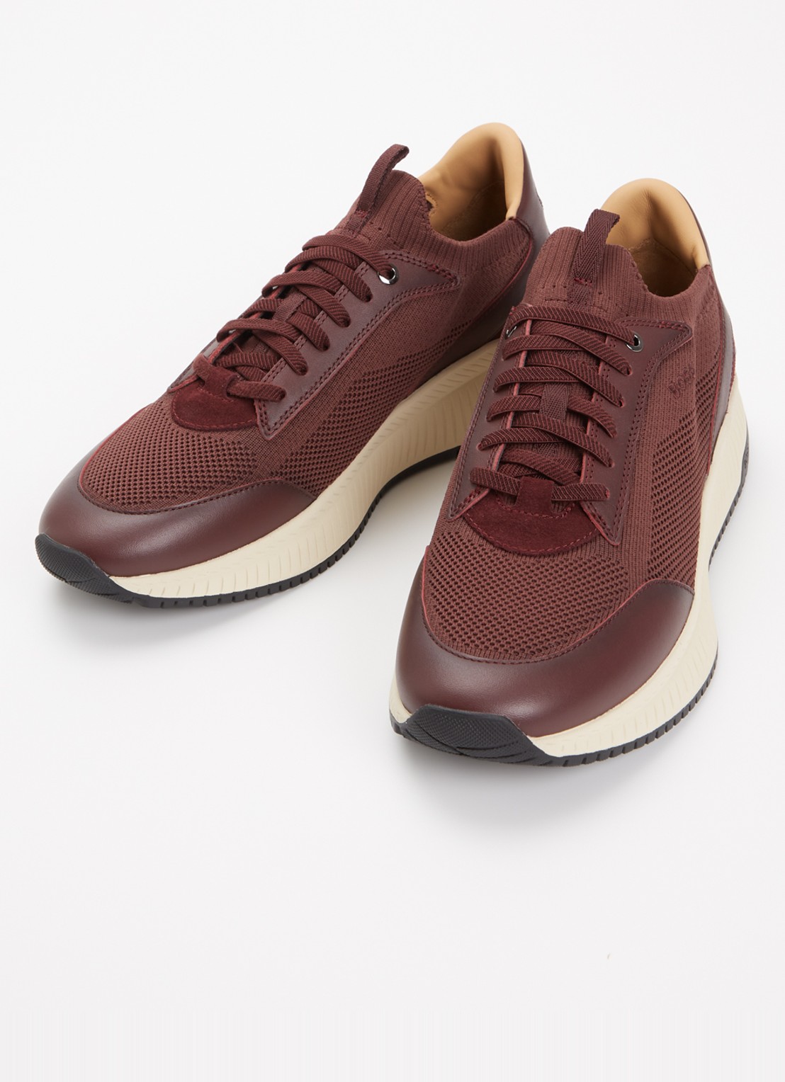 BOSS Sneaker met gebreid bovenwerk - detail 2 donkerrood