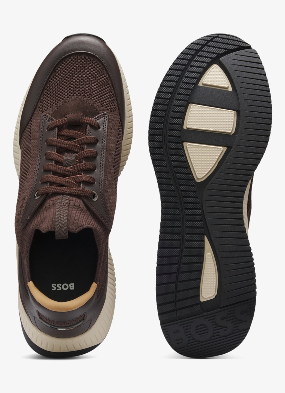BOSS Sneaker met gebreid bovenwerk - detail 2 donkerbruin