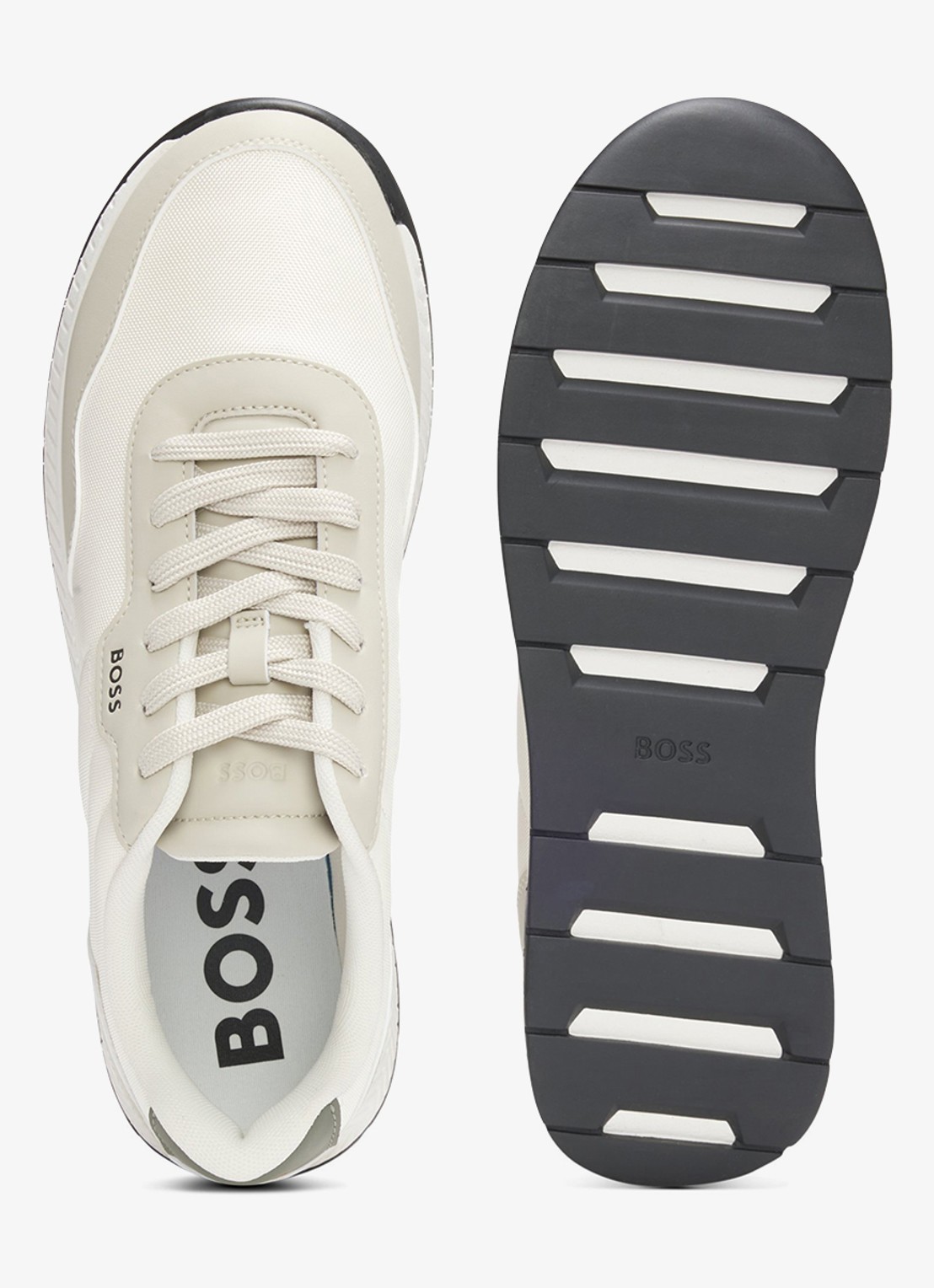 BOSS Sneaker met logo - achterkant beige