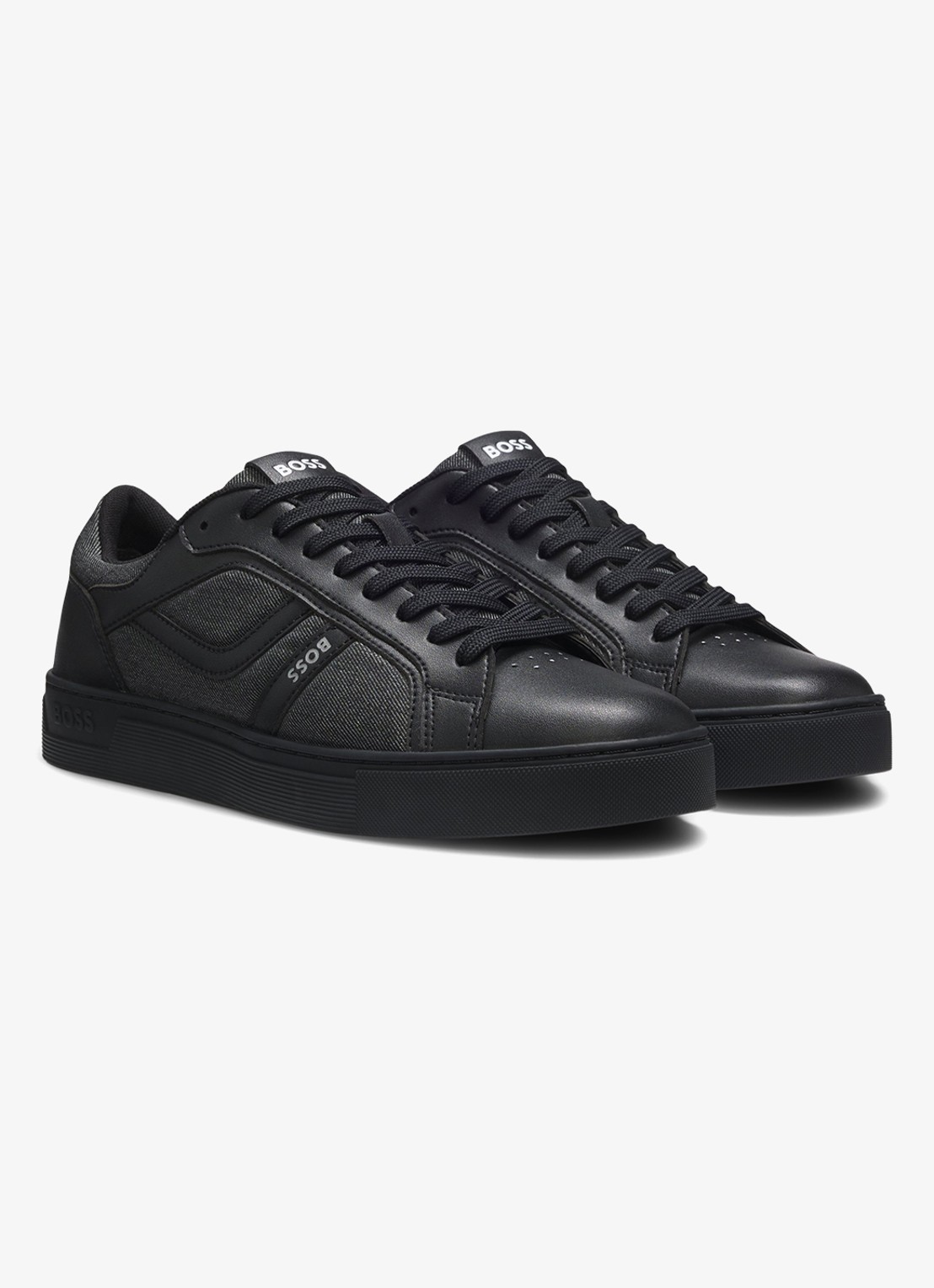 BOSS Sneaker met logo - voorkant 2 zwart