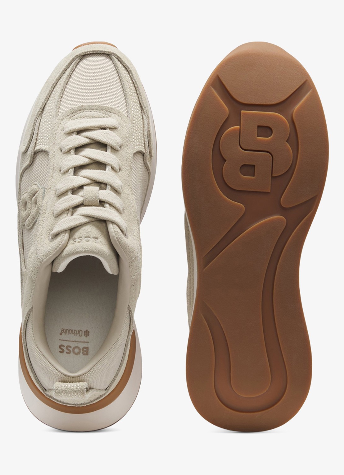 BOSS Sneaker met logo - detail beige