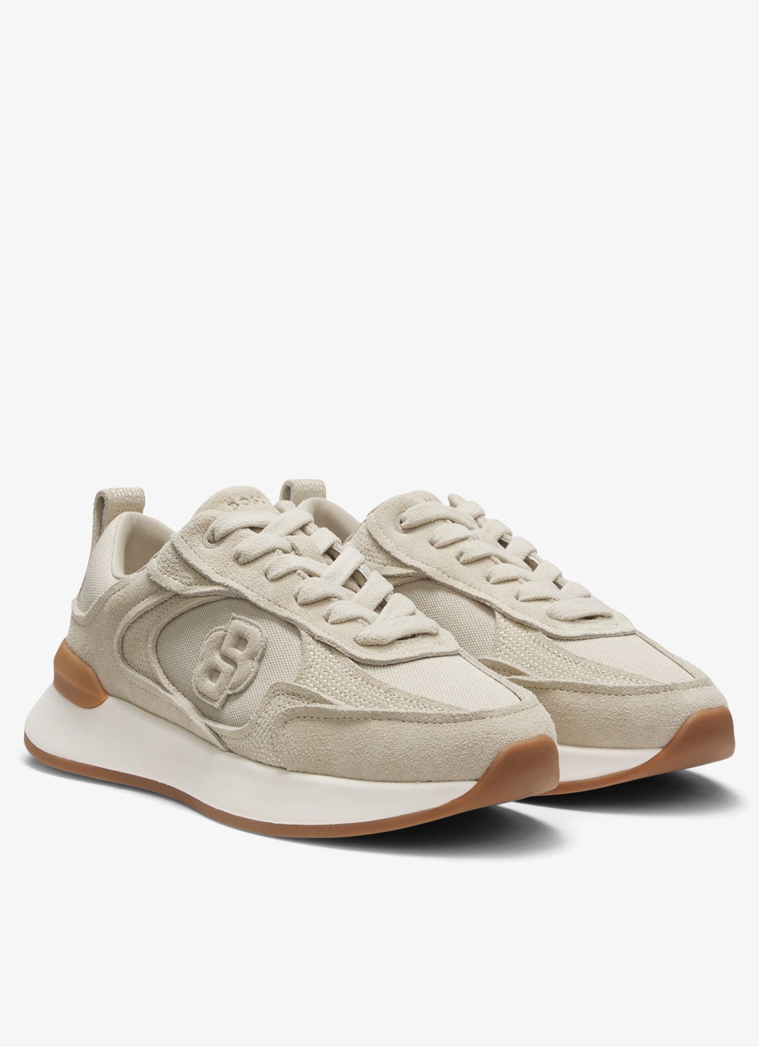 BOSS Sneaker met logo - voorkant 4 beige