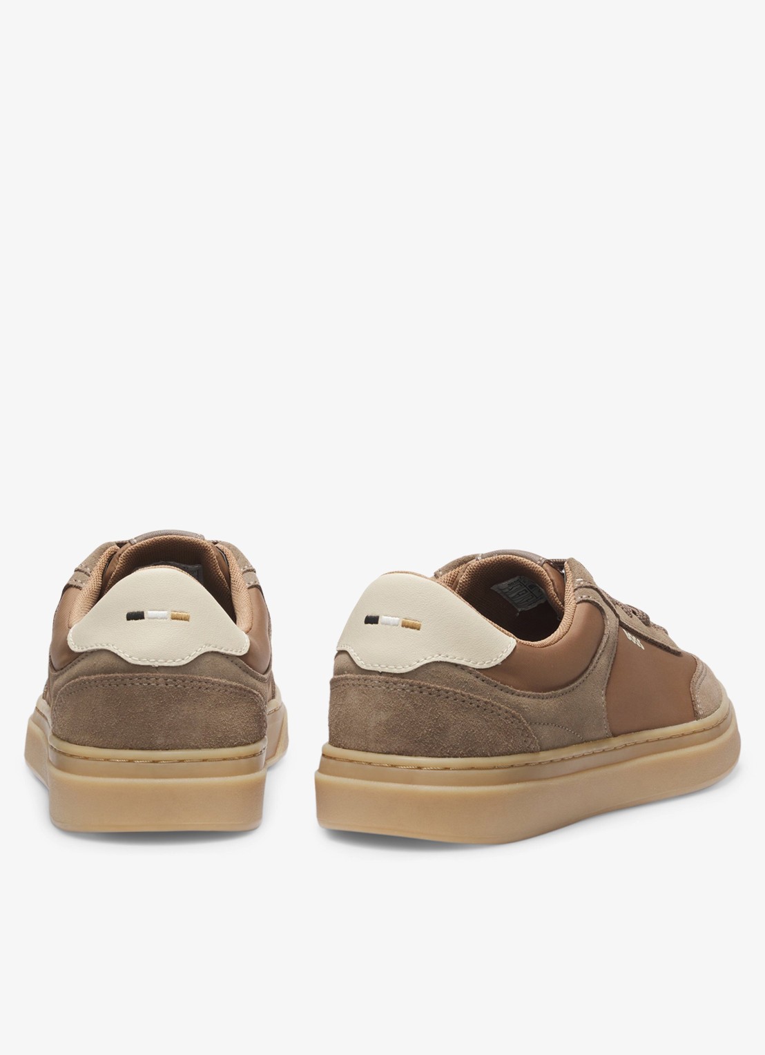BOSS Sneaker met suède details en logo - achterkant beige