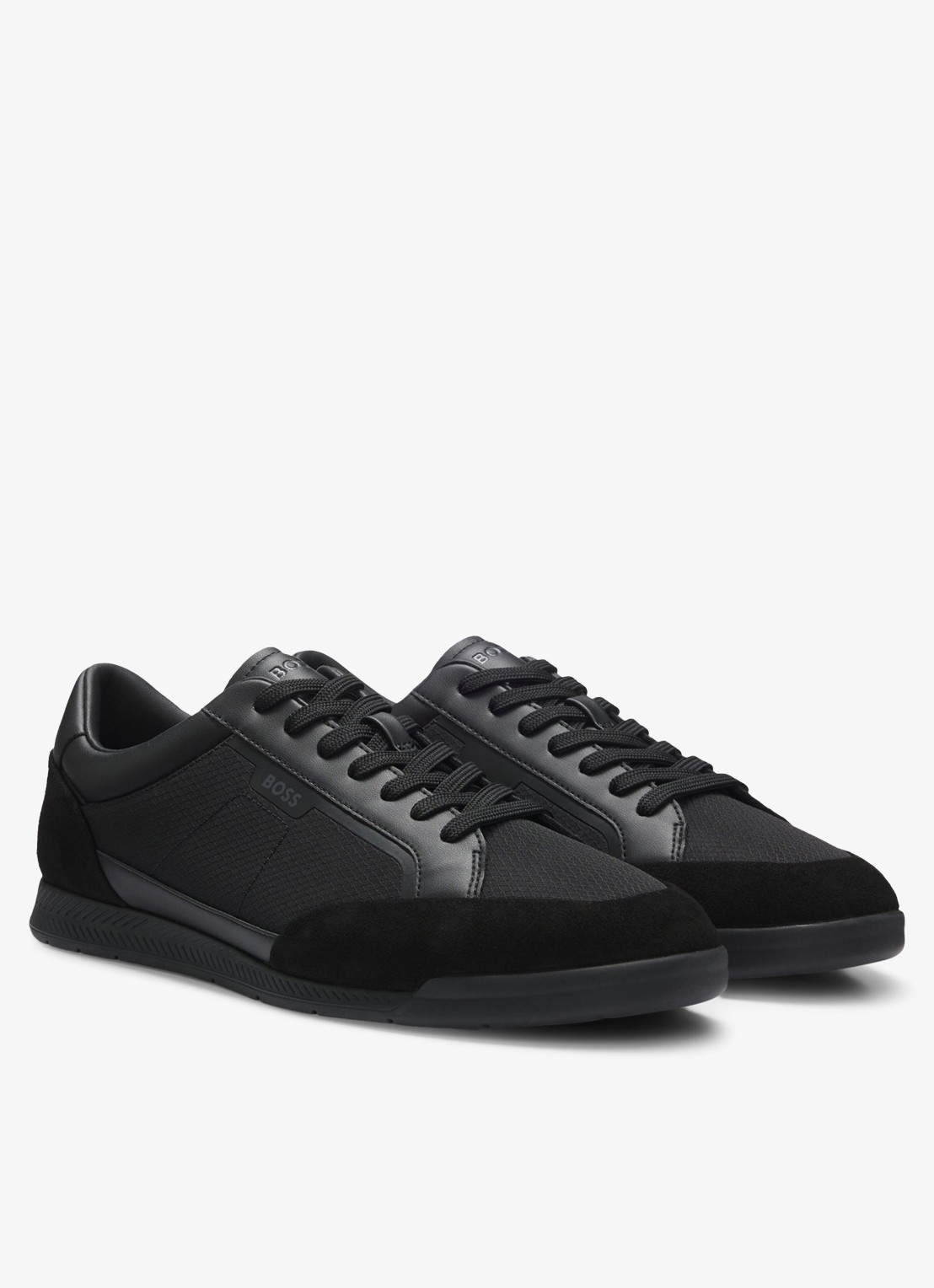 BOSS Sneaker met suède details - detail black-005 / zwart