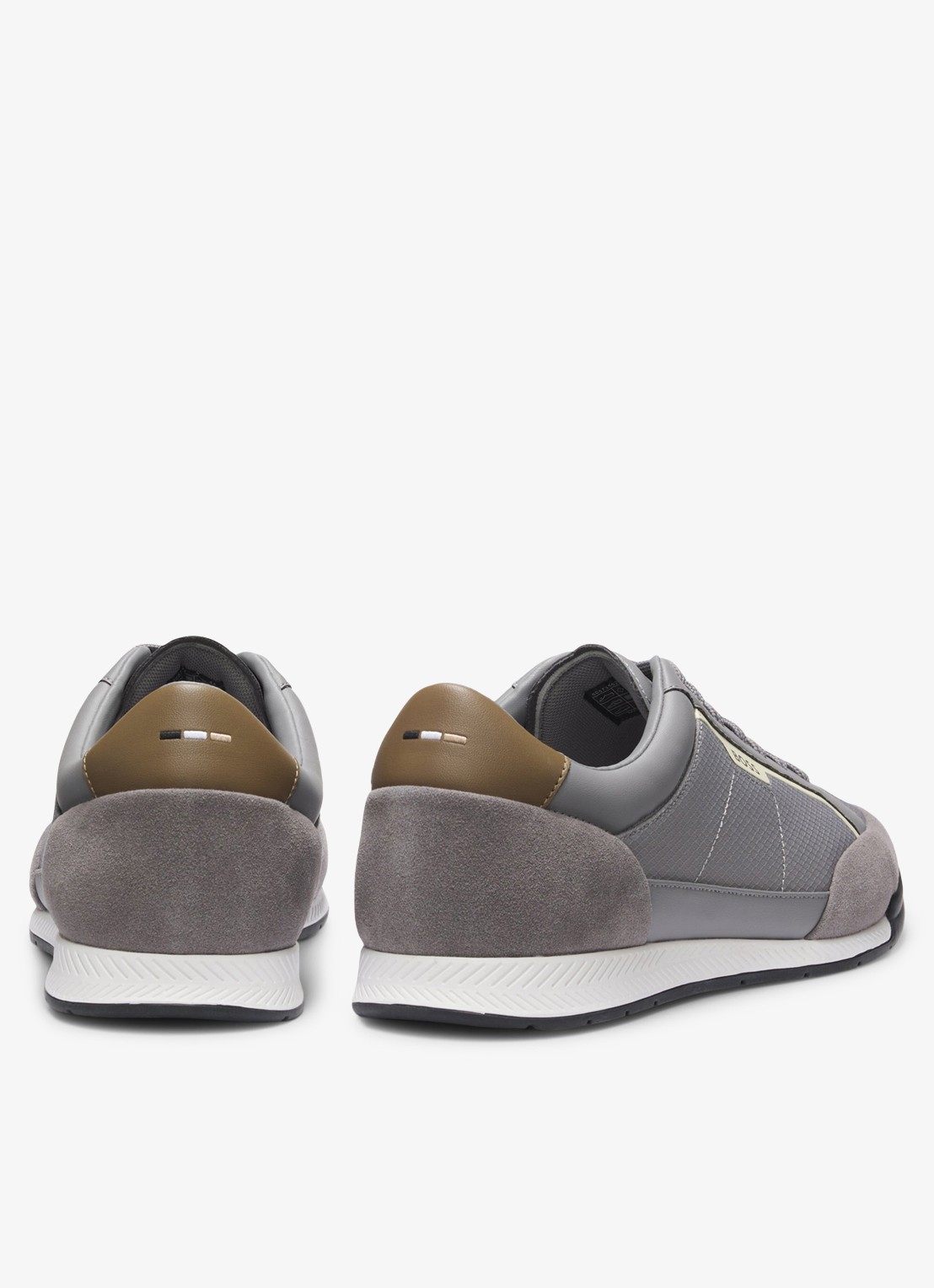 BOSS Sneaker met suède details - achterkant 3 open grey-063 / grijs