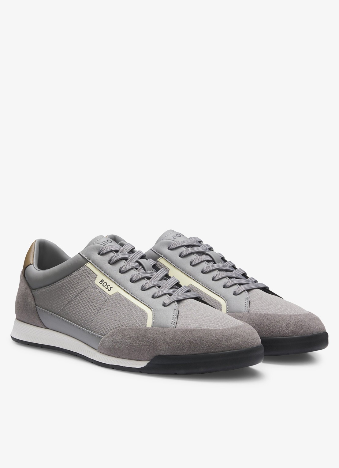 BOSS Sneaker met suède details - detail open grey-063 / grijs