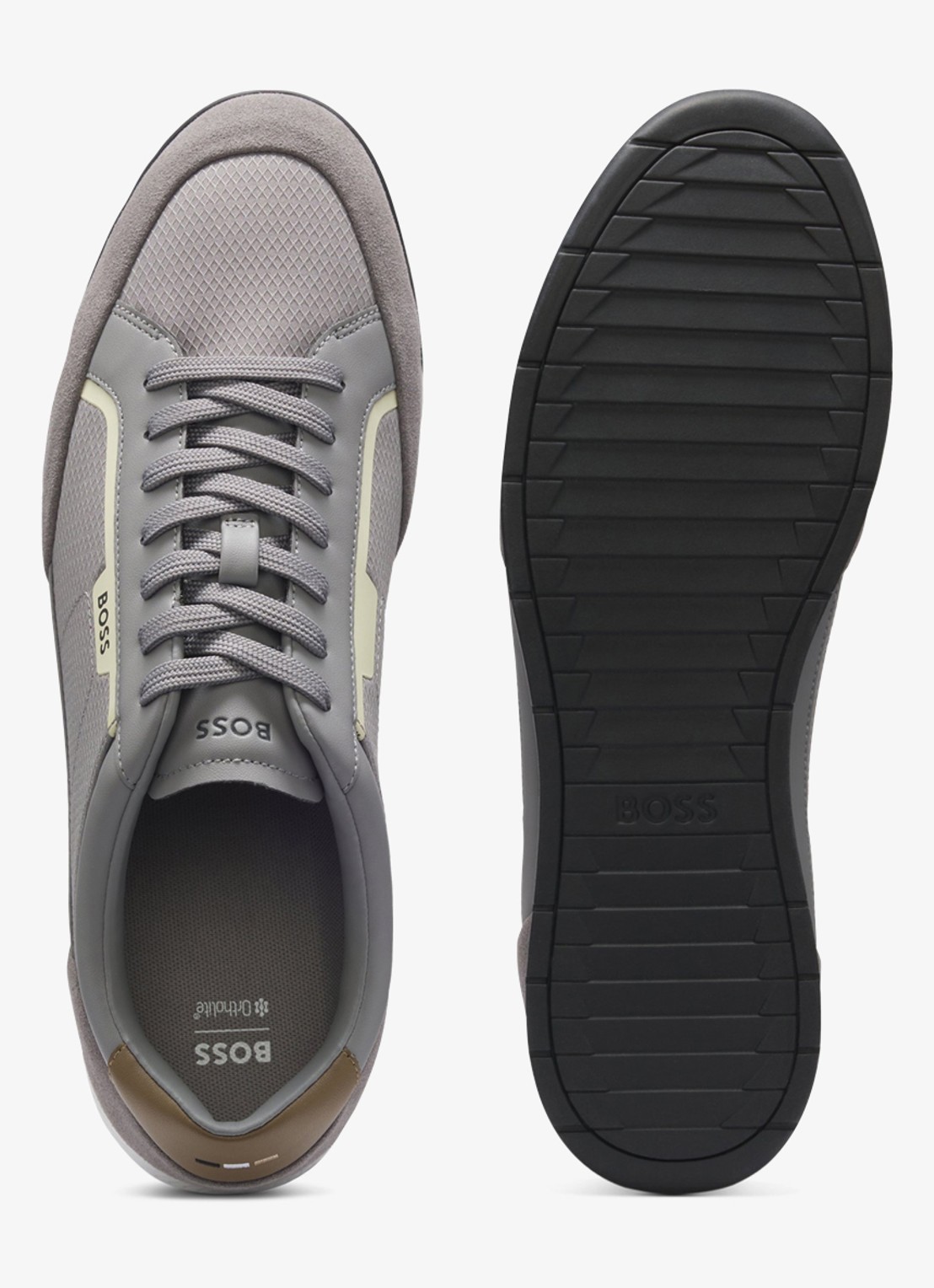BOSS Sneaker met suède details - detail 2 open grey-063 / grijs
