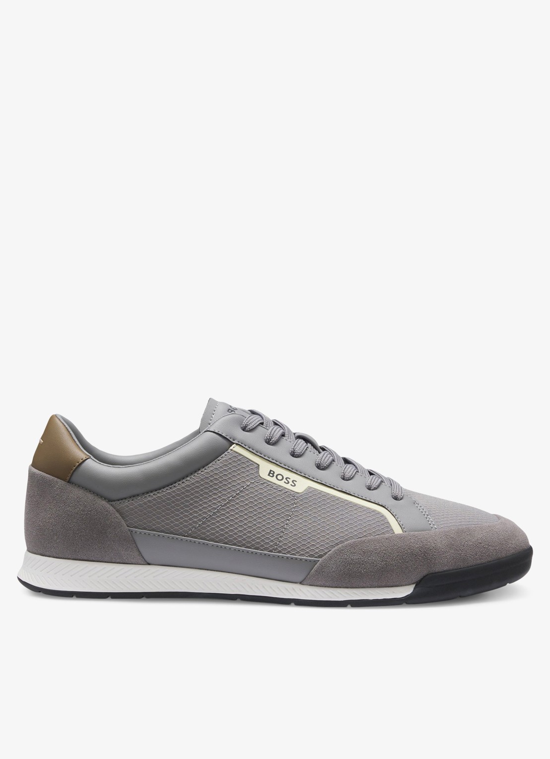 BOSS Sneaker met suède details - voorkant 4 open grey-063 / grijs