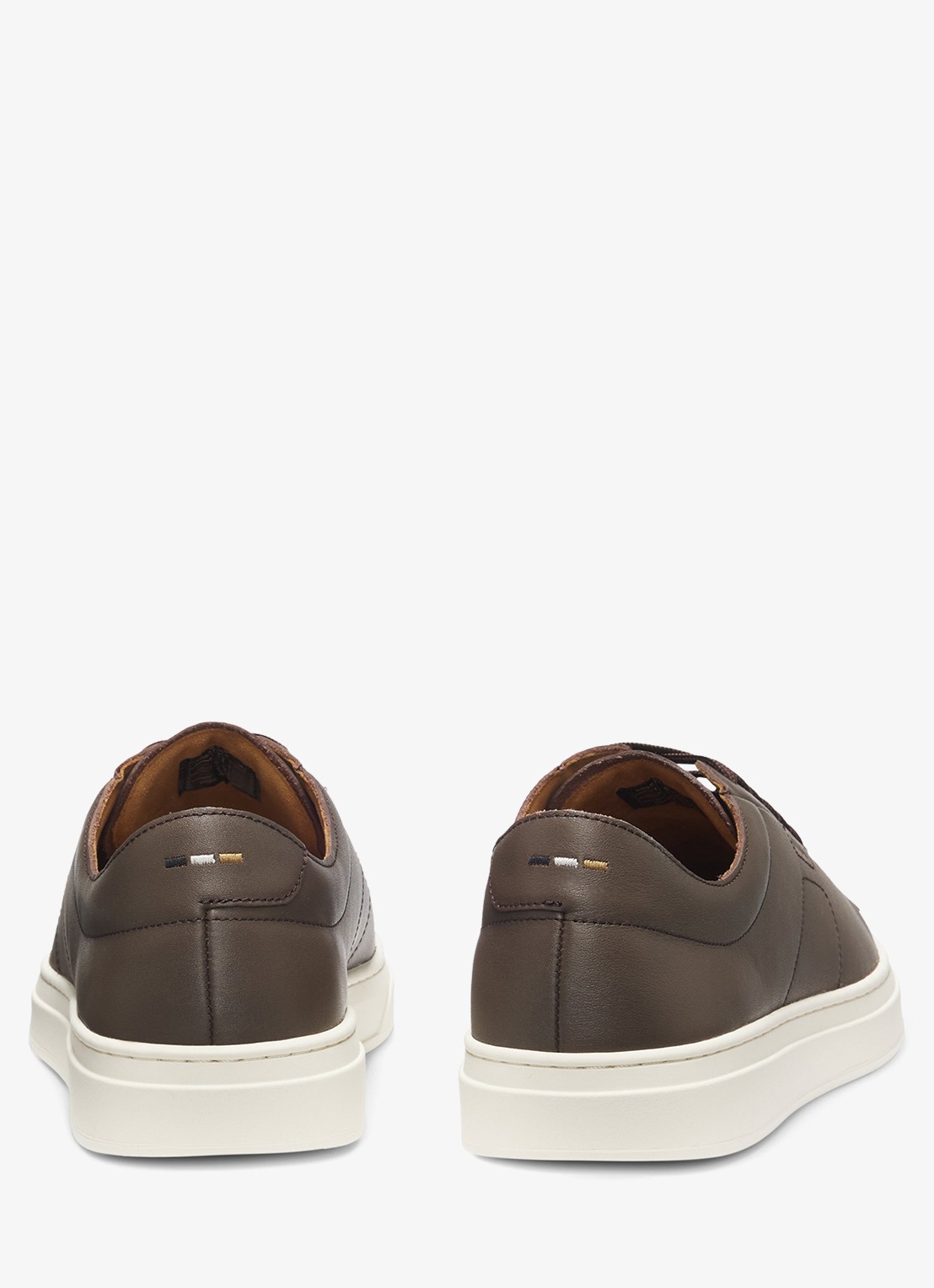 BOSS Sneaker van leer met logo  - achterkant 3 donkerbruin