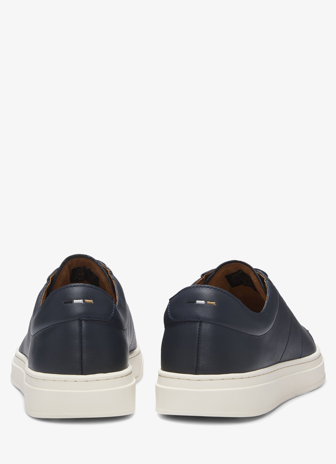 BOSS Sneaker van leer met logo  - detail 3 donkerblauw