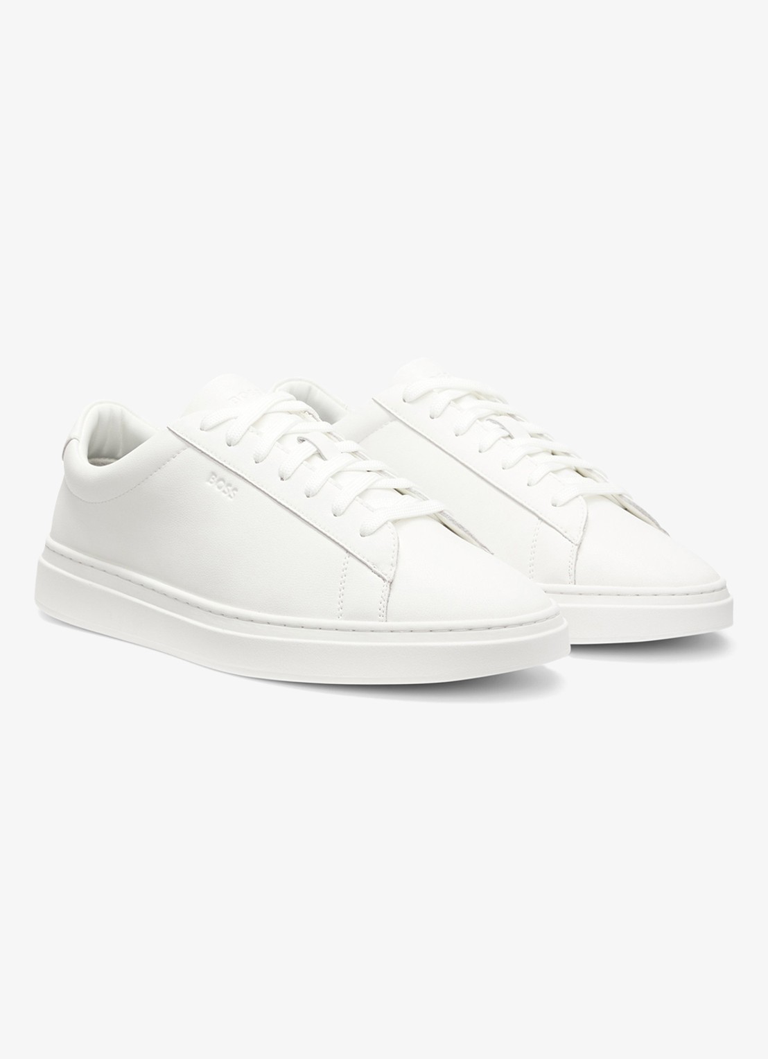 BOSS Sneaker van leer - voorkant 4 gebroken wit