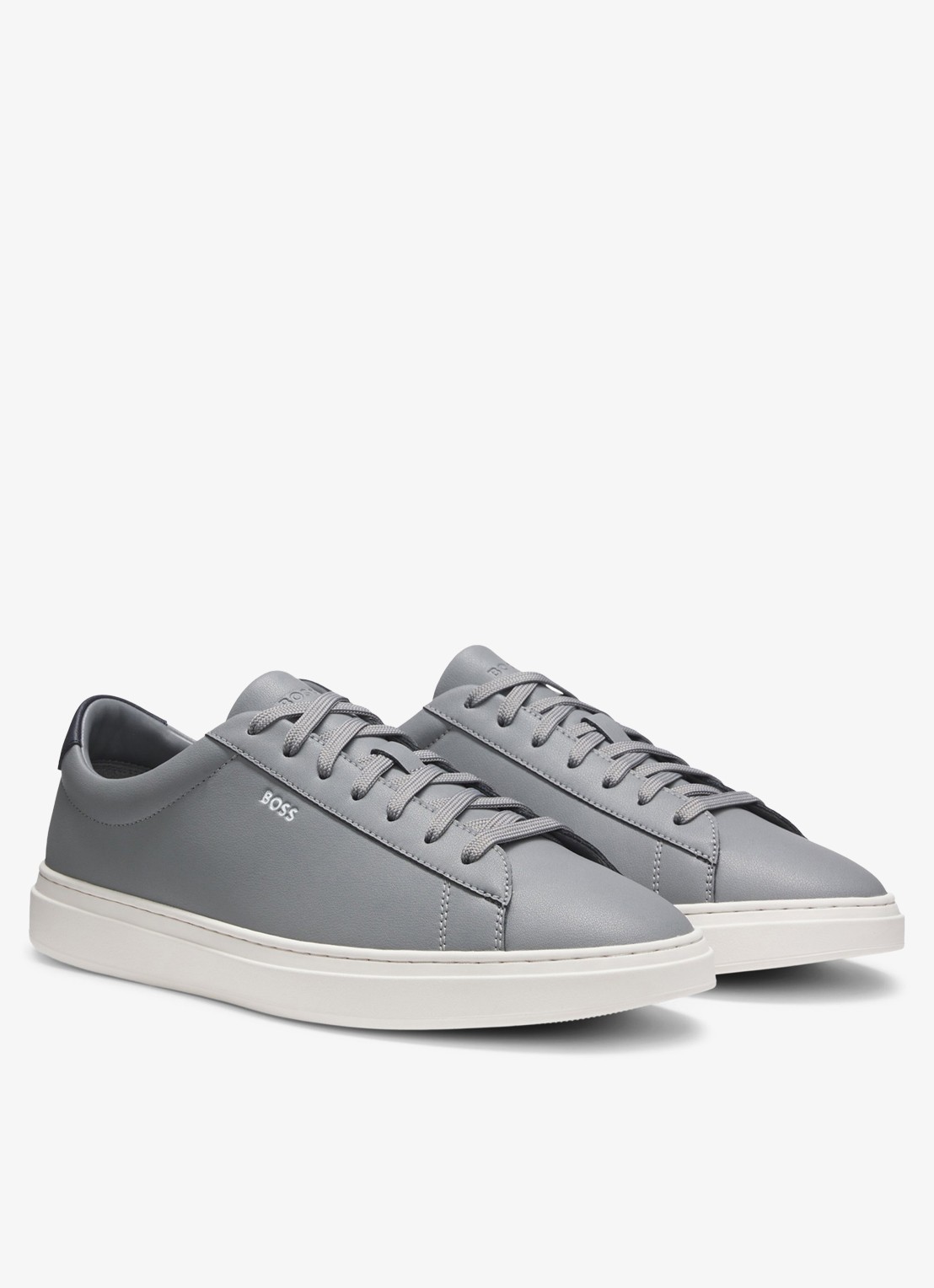 BOSS Sneaker van leer - detail 4 lichtgrijs