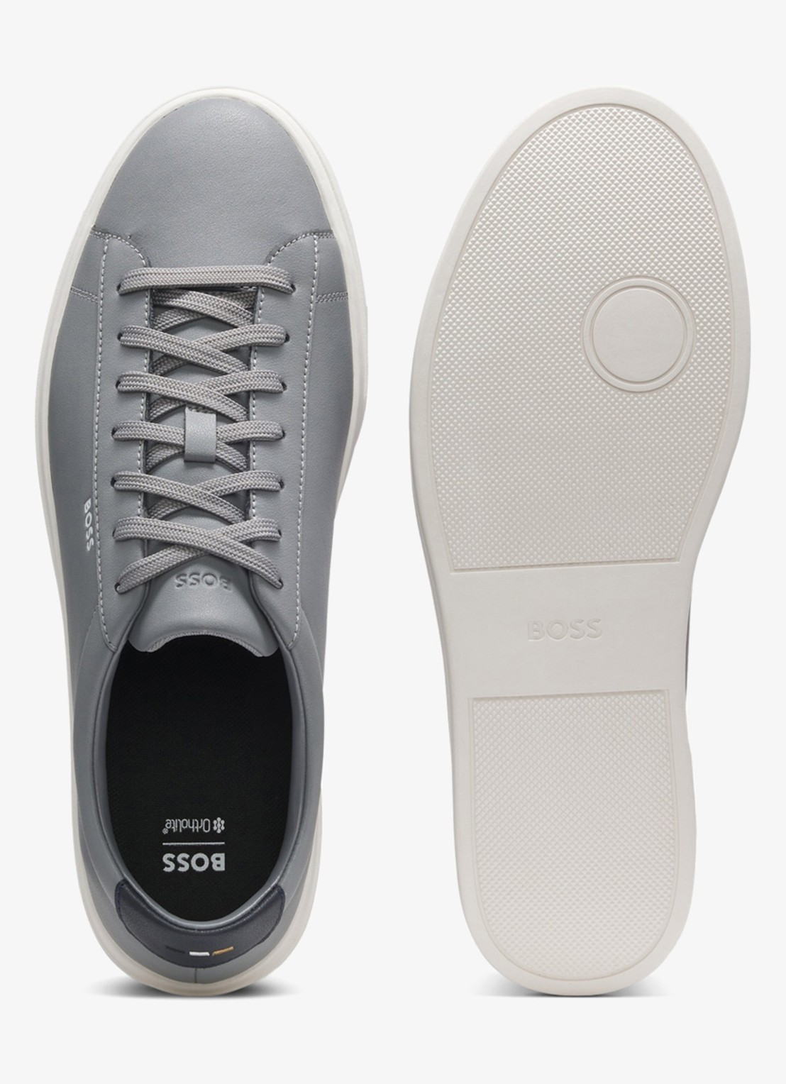 BOSS Sneaker van leer - detail 5 lichtgrijs