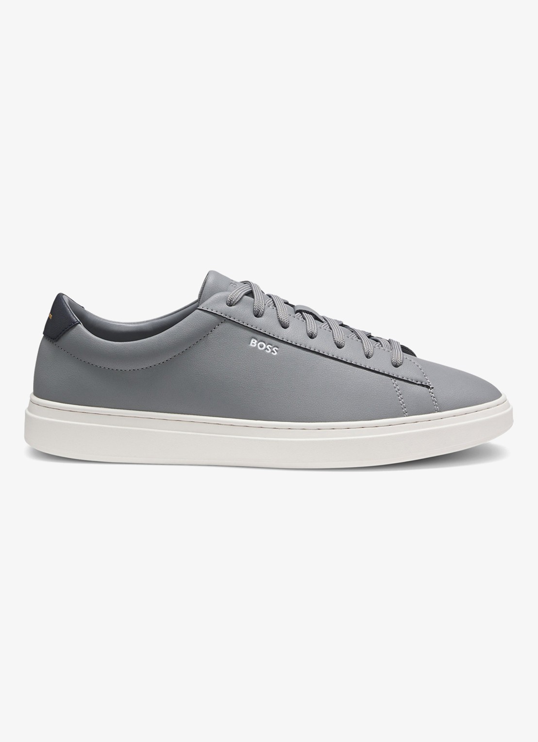 BOSS Sneaker van leer - voorkant 3 lichtgrijs