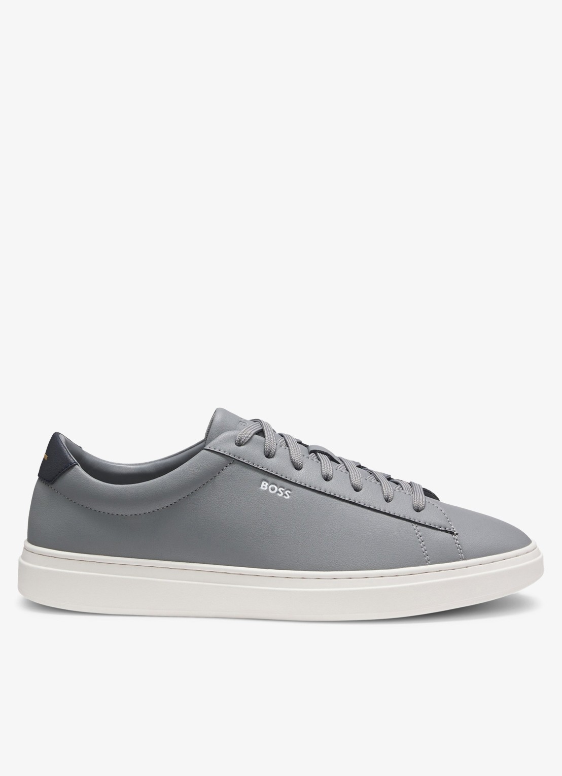 BOSS Sneaker van leer - voorkant 2 lichtgrijs