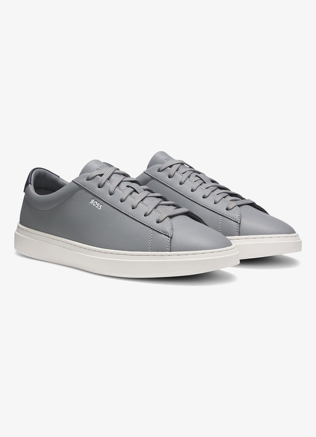 BOSS Sneaker van leer - voorkant 4 lichtgrijs
