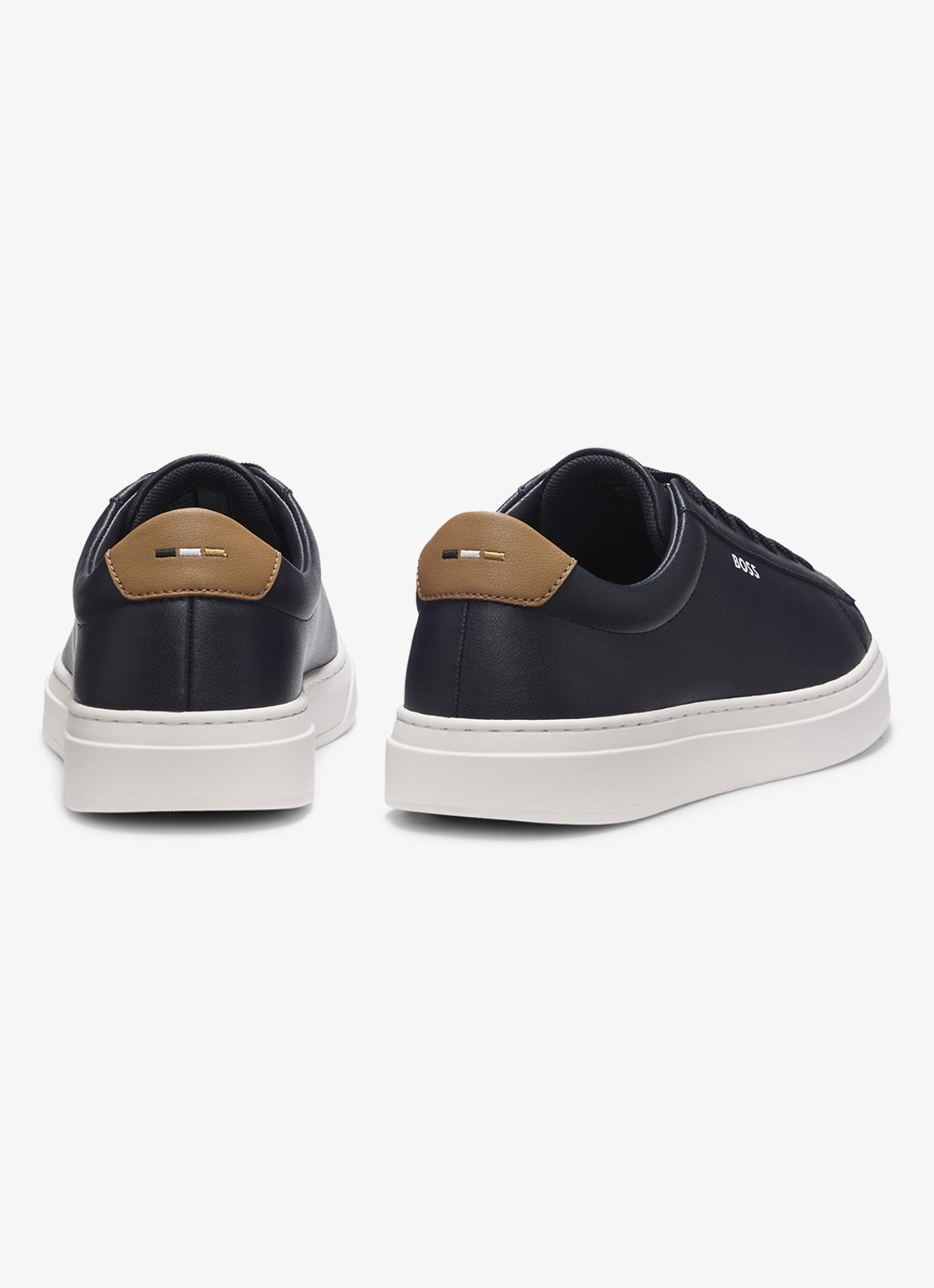 BOSS Sneaker van leer - achterkant 3 donkerblauw