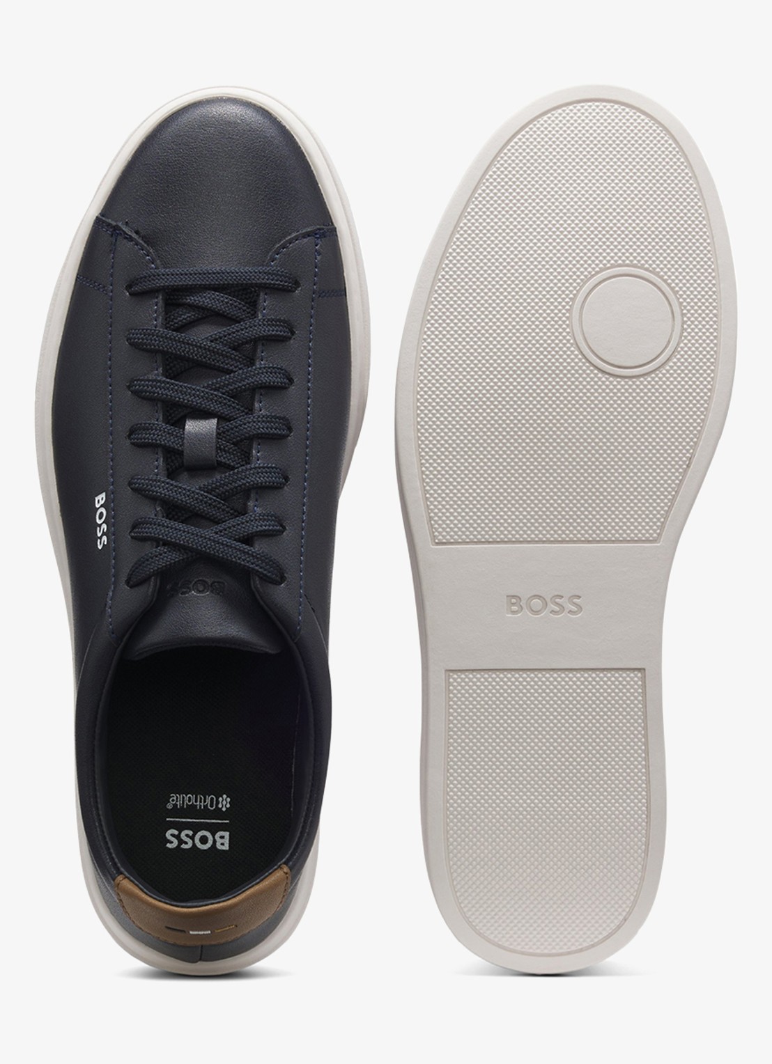 BOSS Sneaker van leer - detail 5 donkerblauw