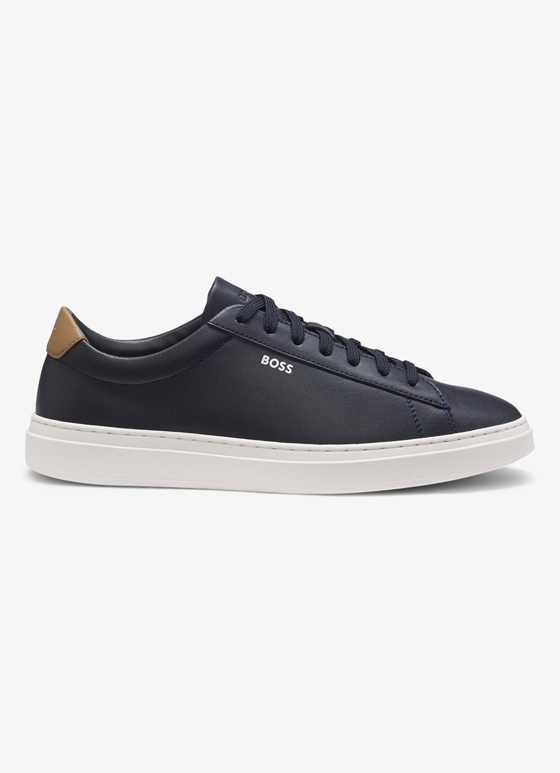 BOSS Sneaker van leer - voorkant donkerblauw